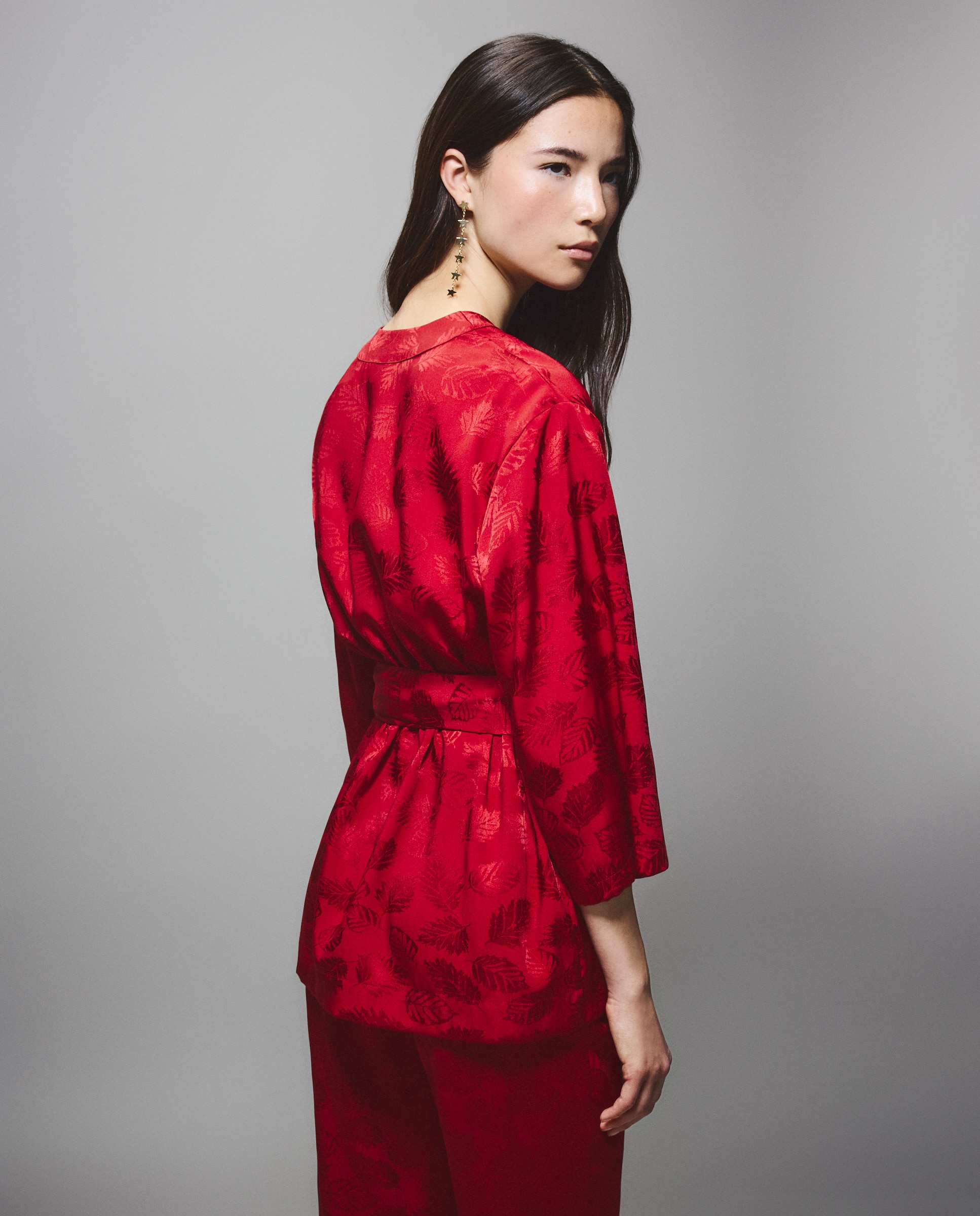 Kimono de Jacquard de Formatura Vermelho-2