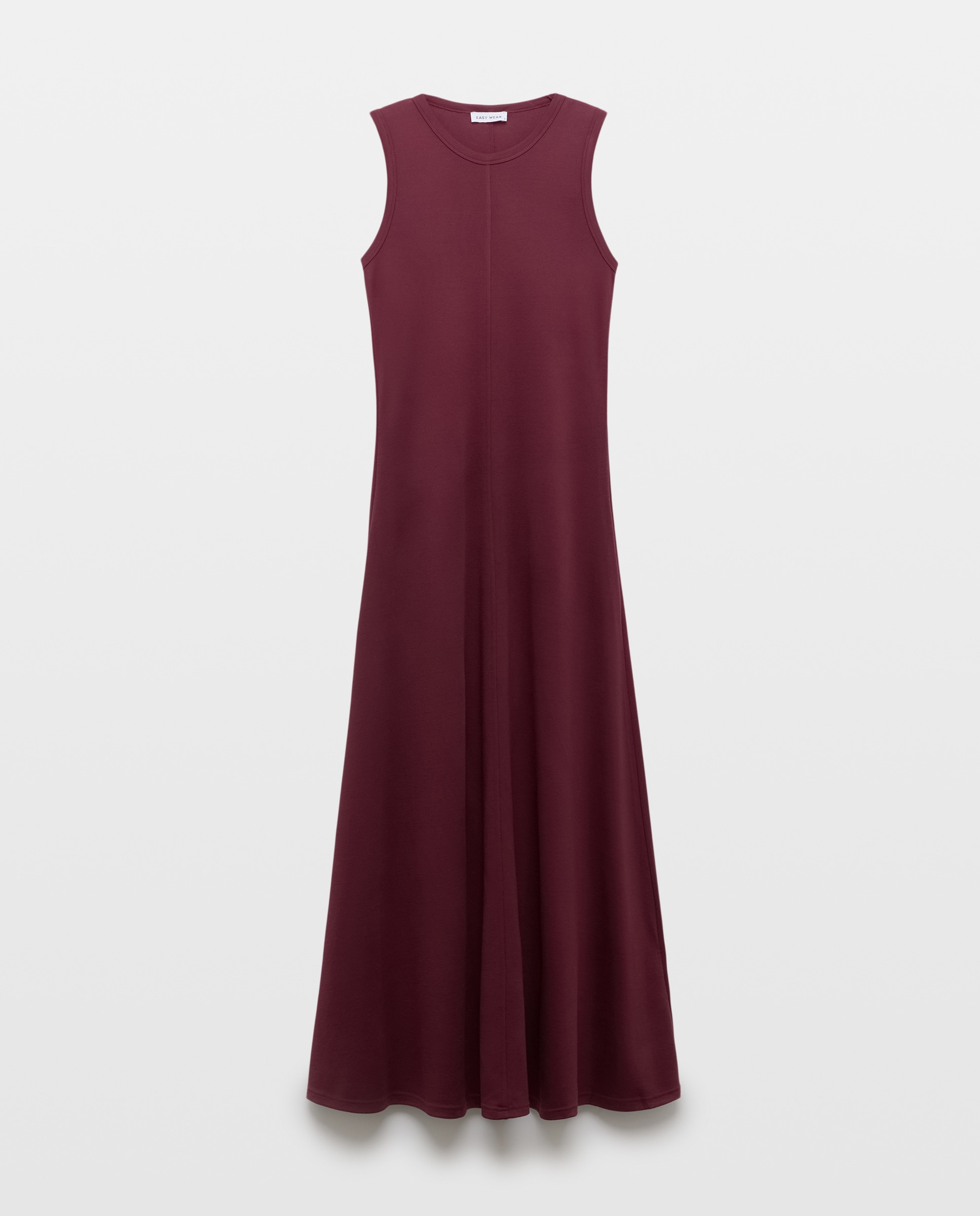 Vestido Midi sem Mangas Bordeaux-4