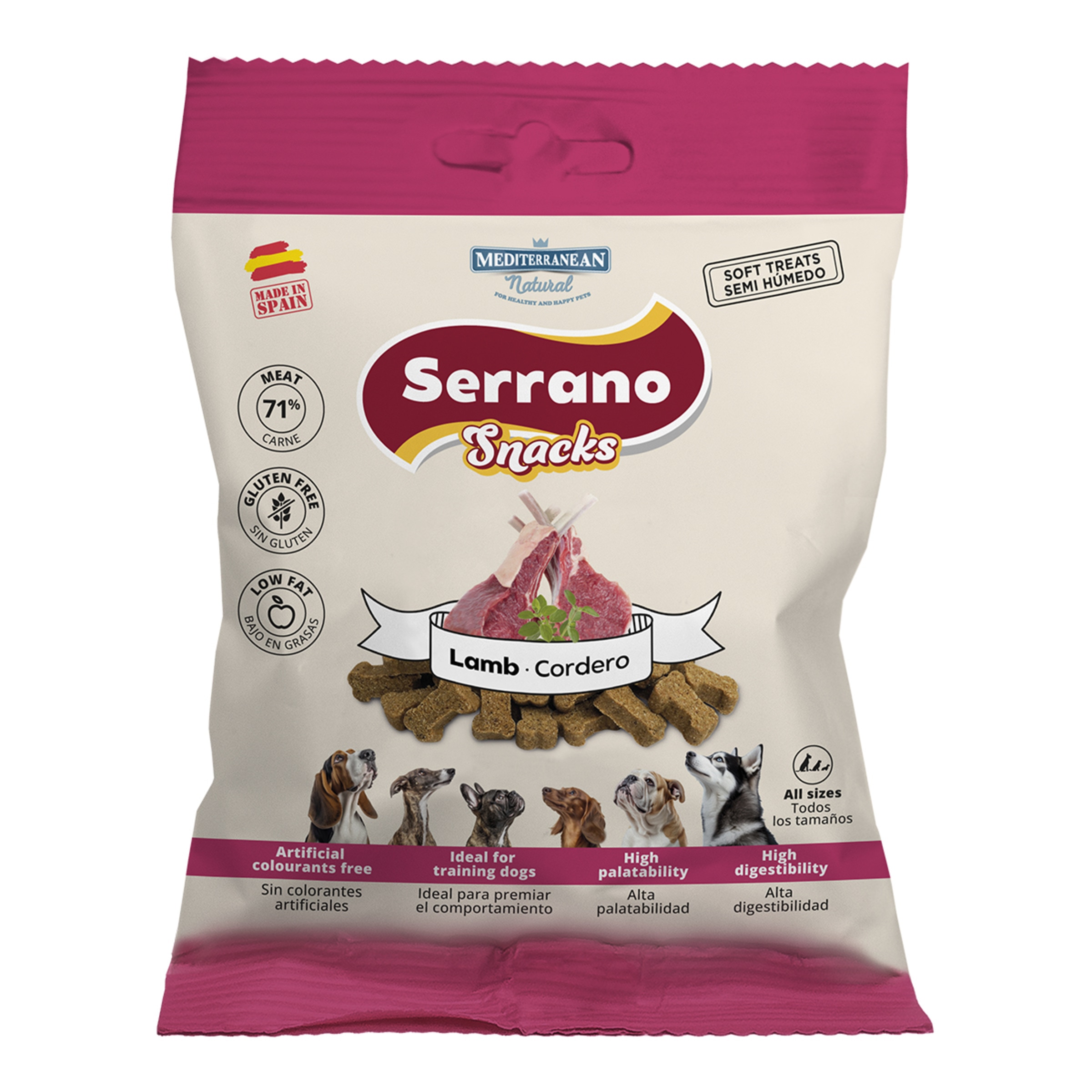 Imagen 0 de Snack para perros adultos Mediterranean Natural Serrano cordero 85 g