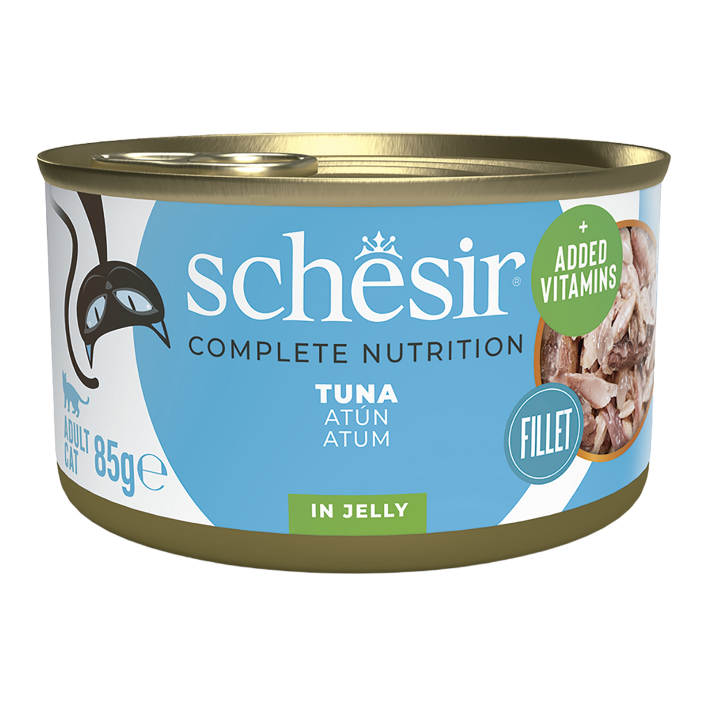 Imagen 0 de Comida húmeda para gatos adultos Schesir atún en gelatina 85 g