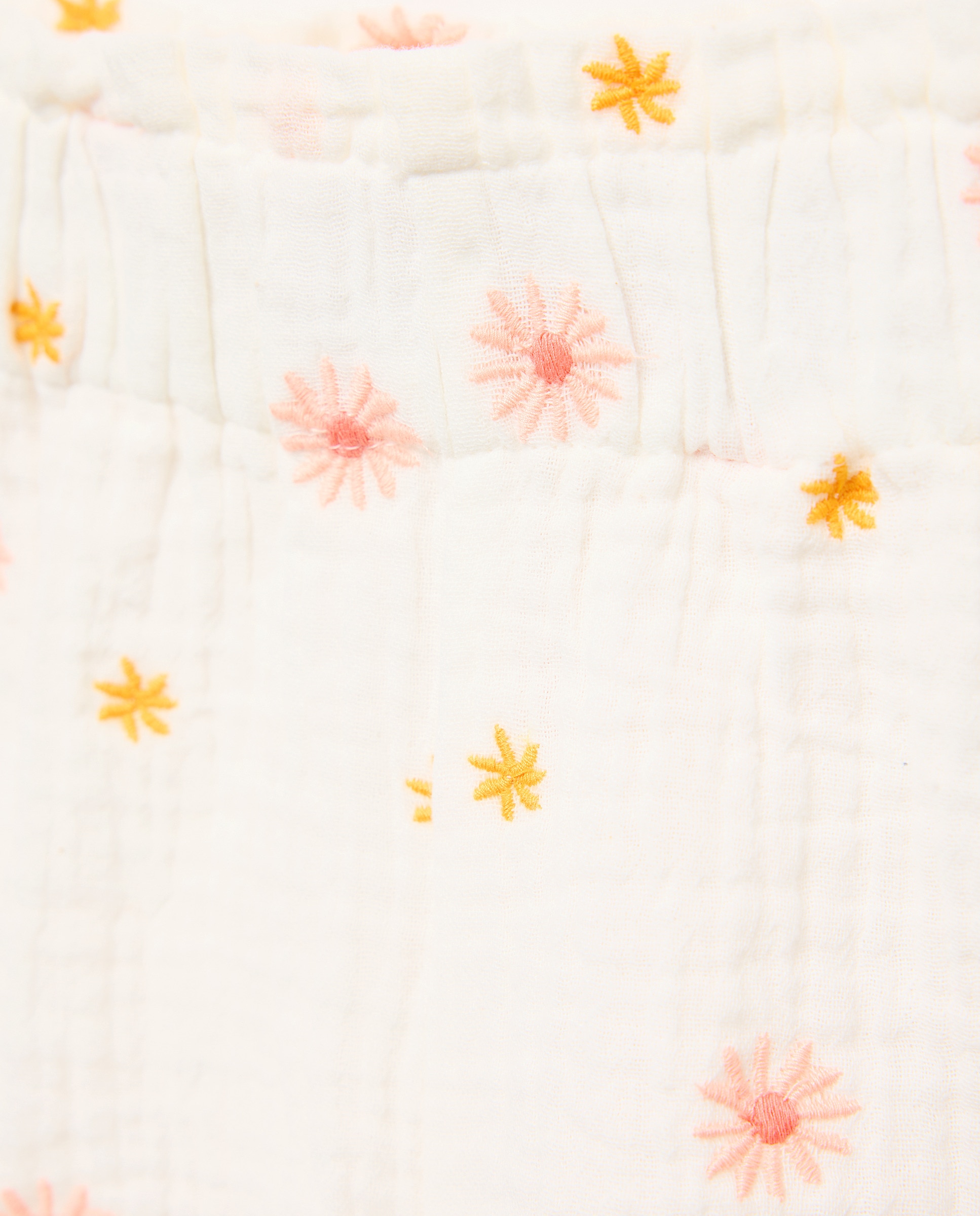 Pijama Curto de Chiffon com Bordado Floral Cotton Juice Branco-5