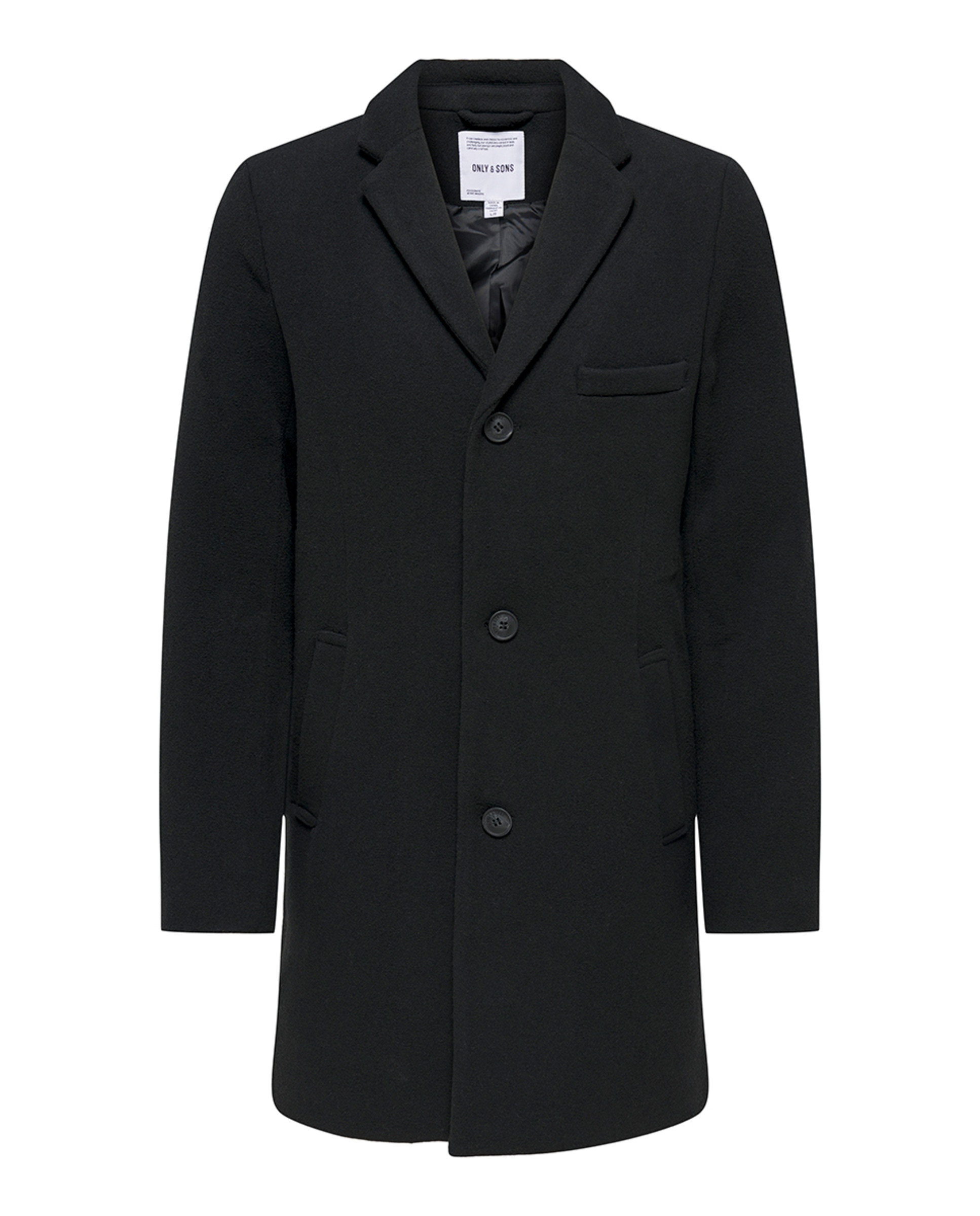 Sobretudo de Pano Regular Fit com Corte Clássico Preto-3
