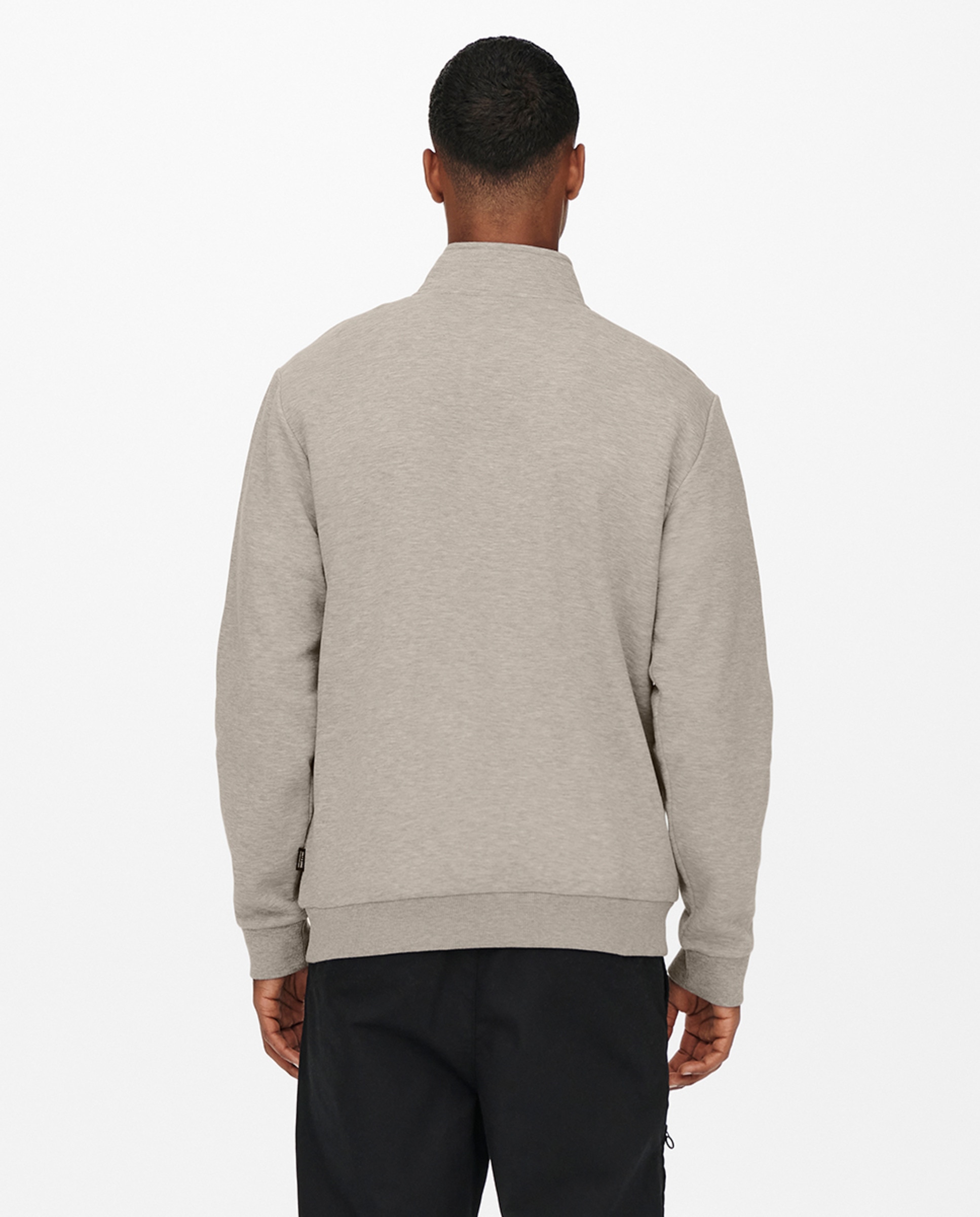 Sweatshirt Básica com Gola Alta Bege-2