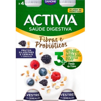 Iogurte Líquido Frutos de Bosques e Cerais Pack 4 unidades embalagem 155 g - Activia