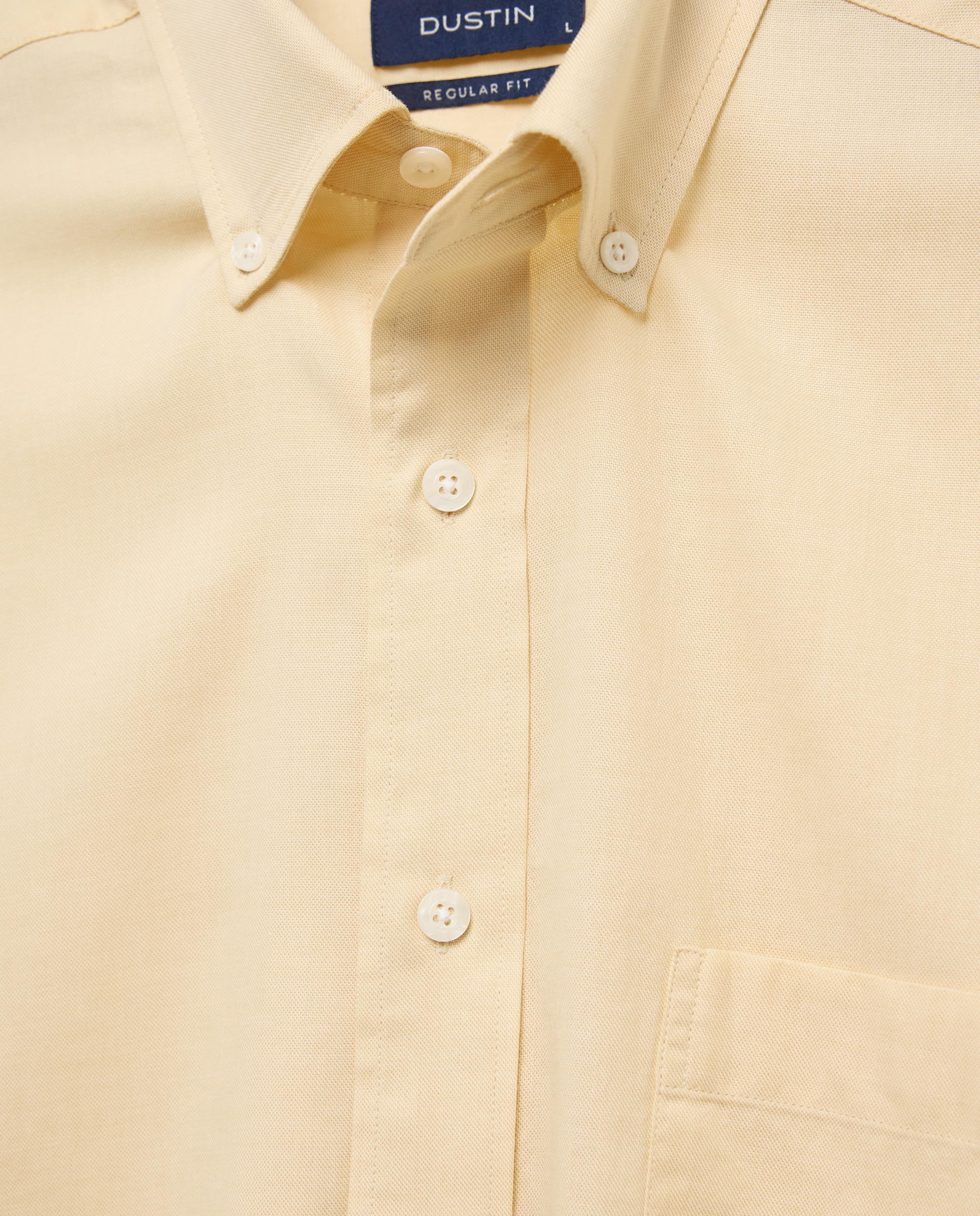 Camisa Casual de Algodão Tencel Lisa Regular Fit Mostarda-5