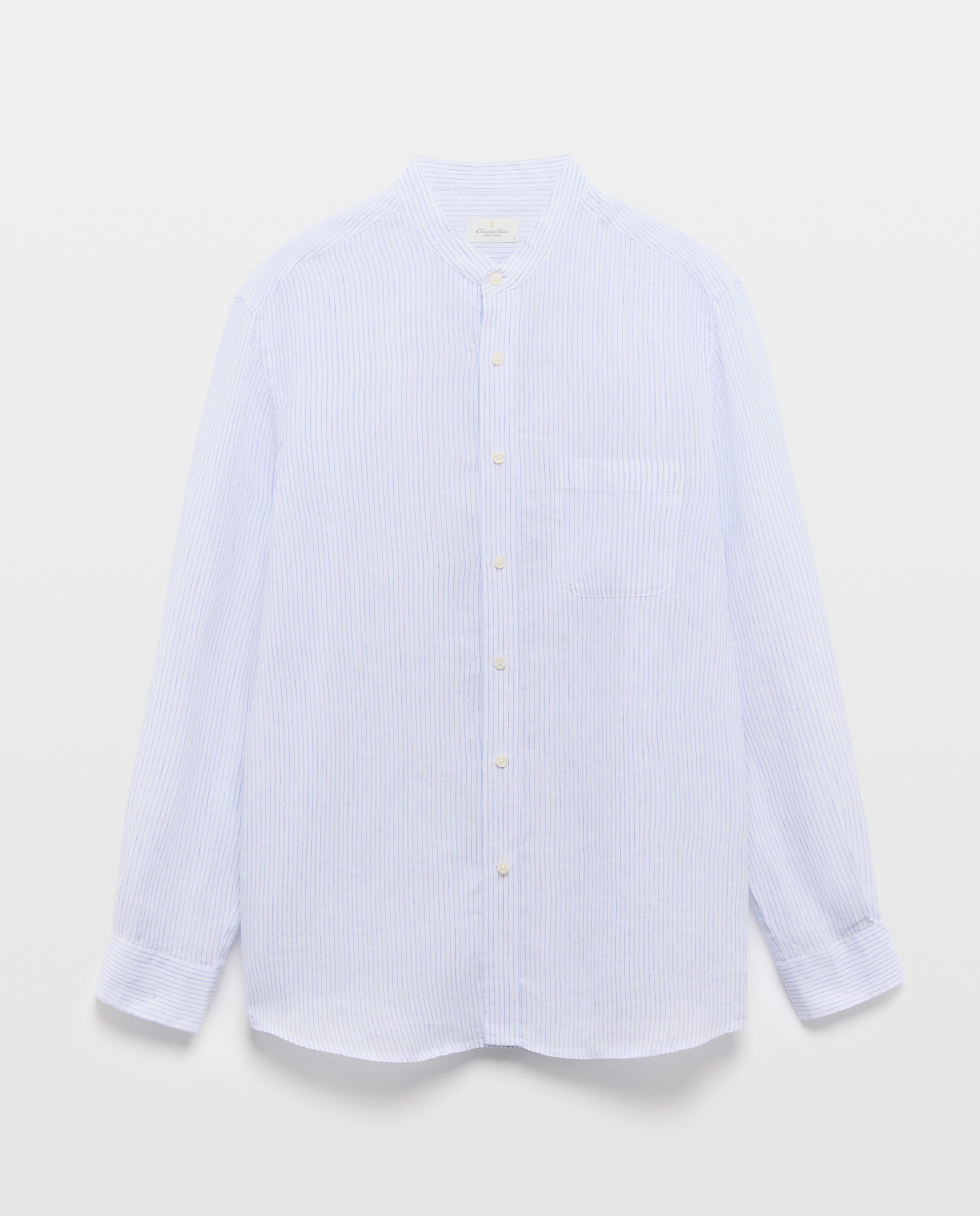 Camisa de Linho com Manga Comprida Branco-4