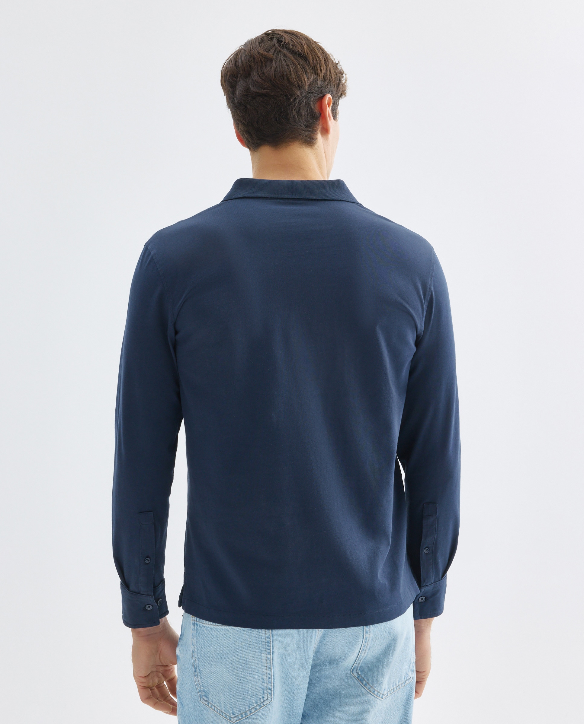 Polo de hombre liso jersey cuello rib 430 Azul oscuro-3