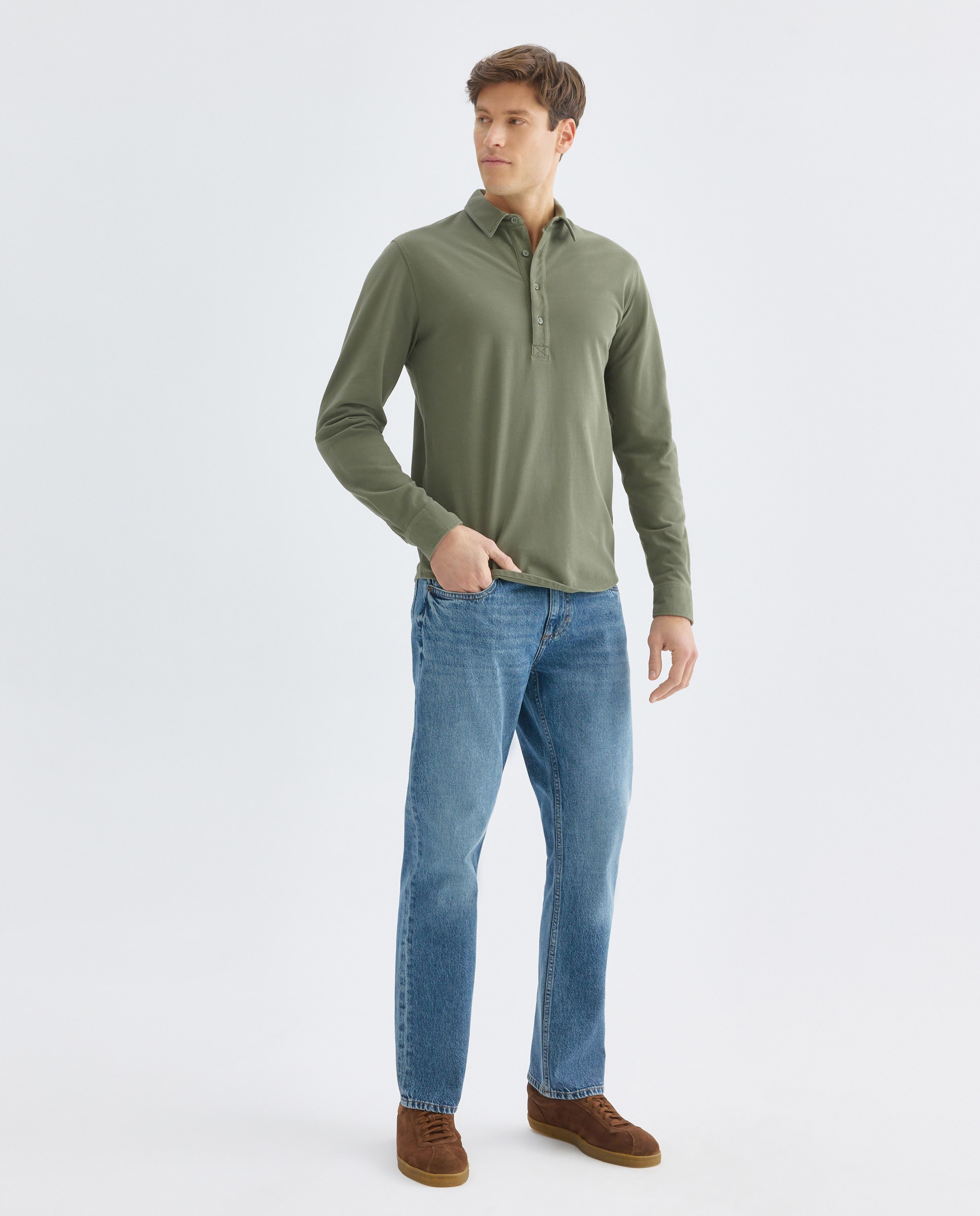 Polo de hombre pique polera liso 520 Kaki-2