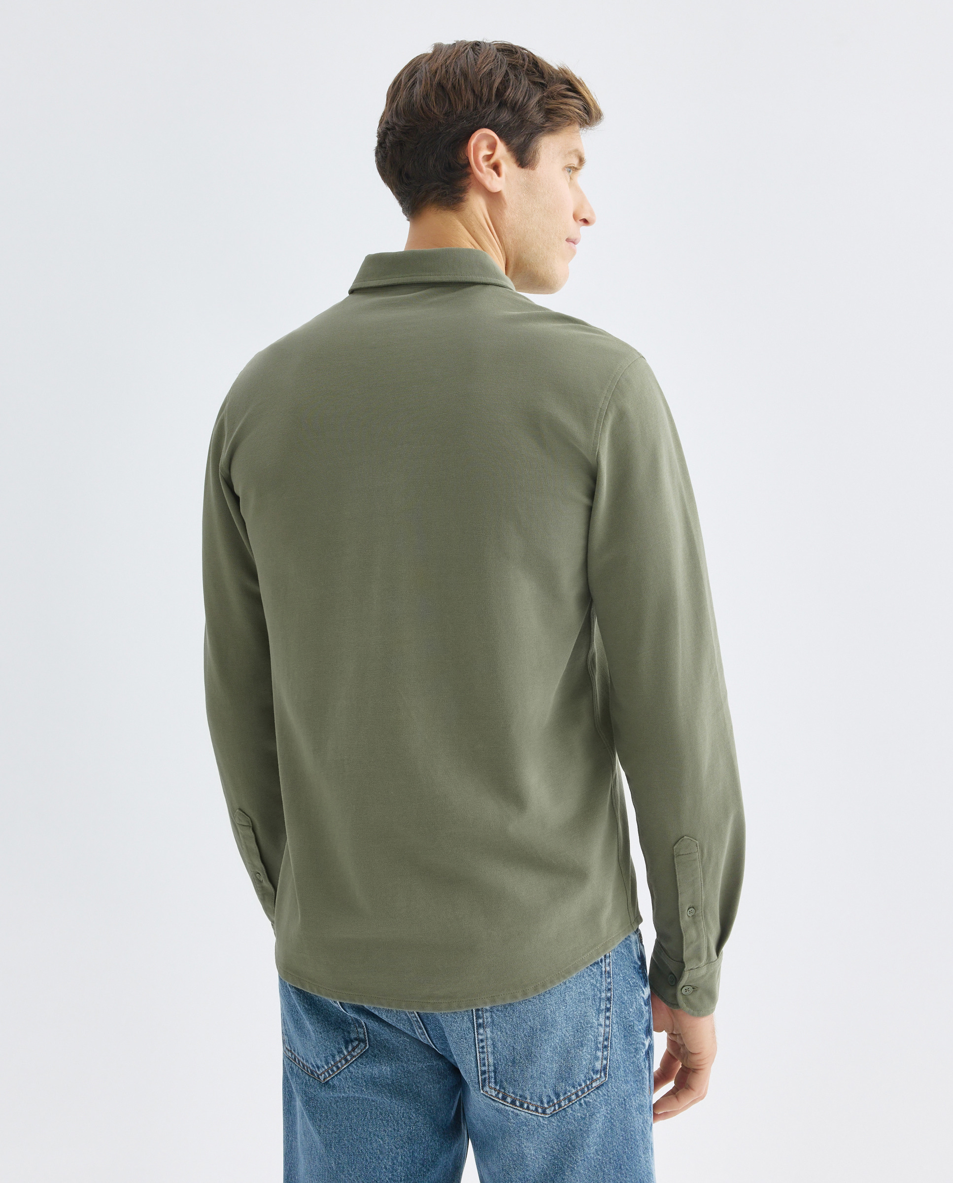 Polo de hombre pique polera liso 520 Kaki-3