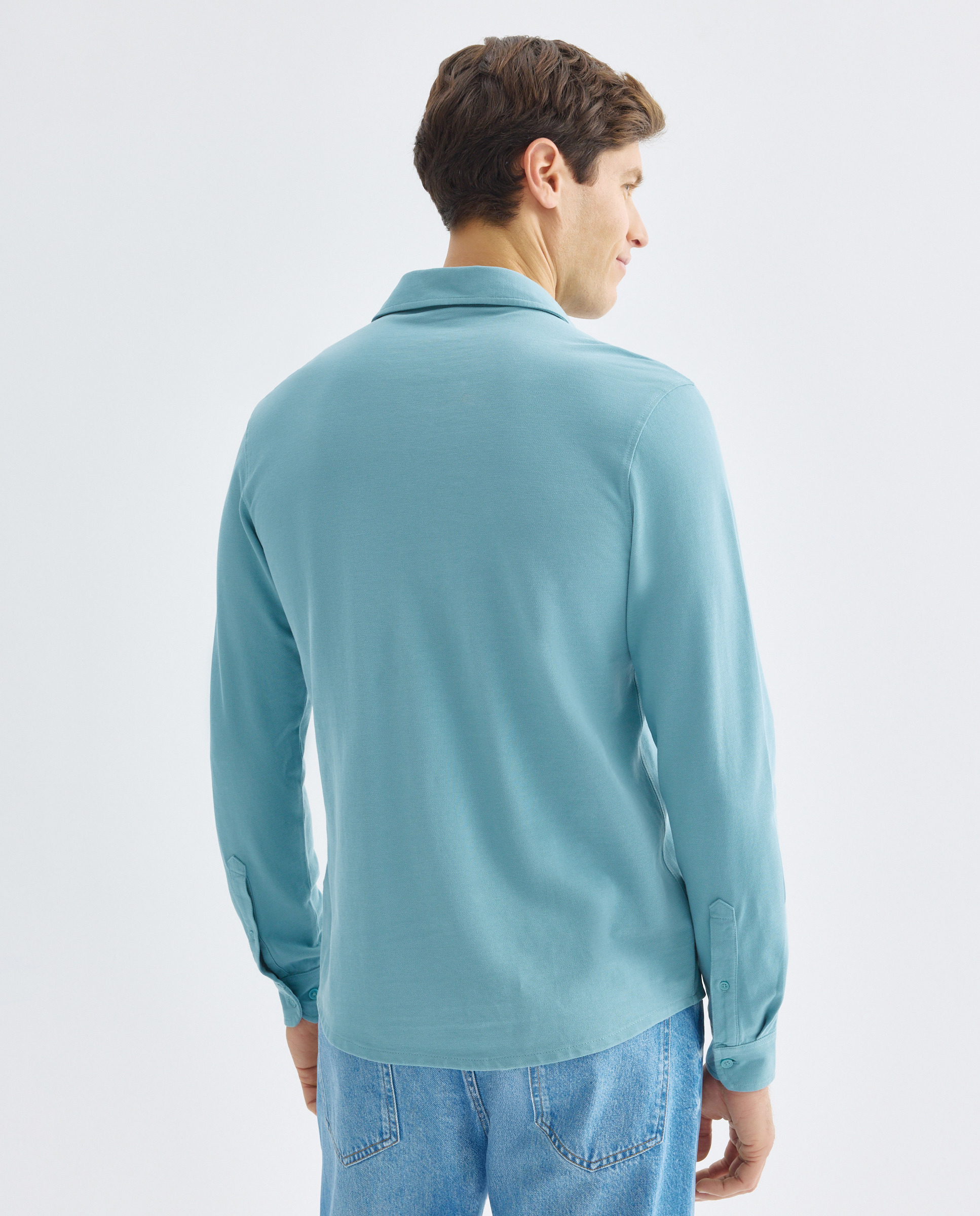 Polo de hombre pique polera liso 450 Turquesa-3