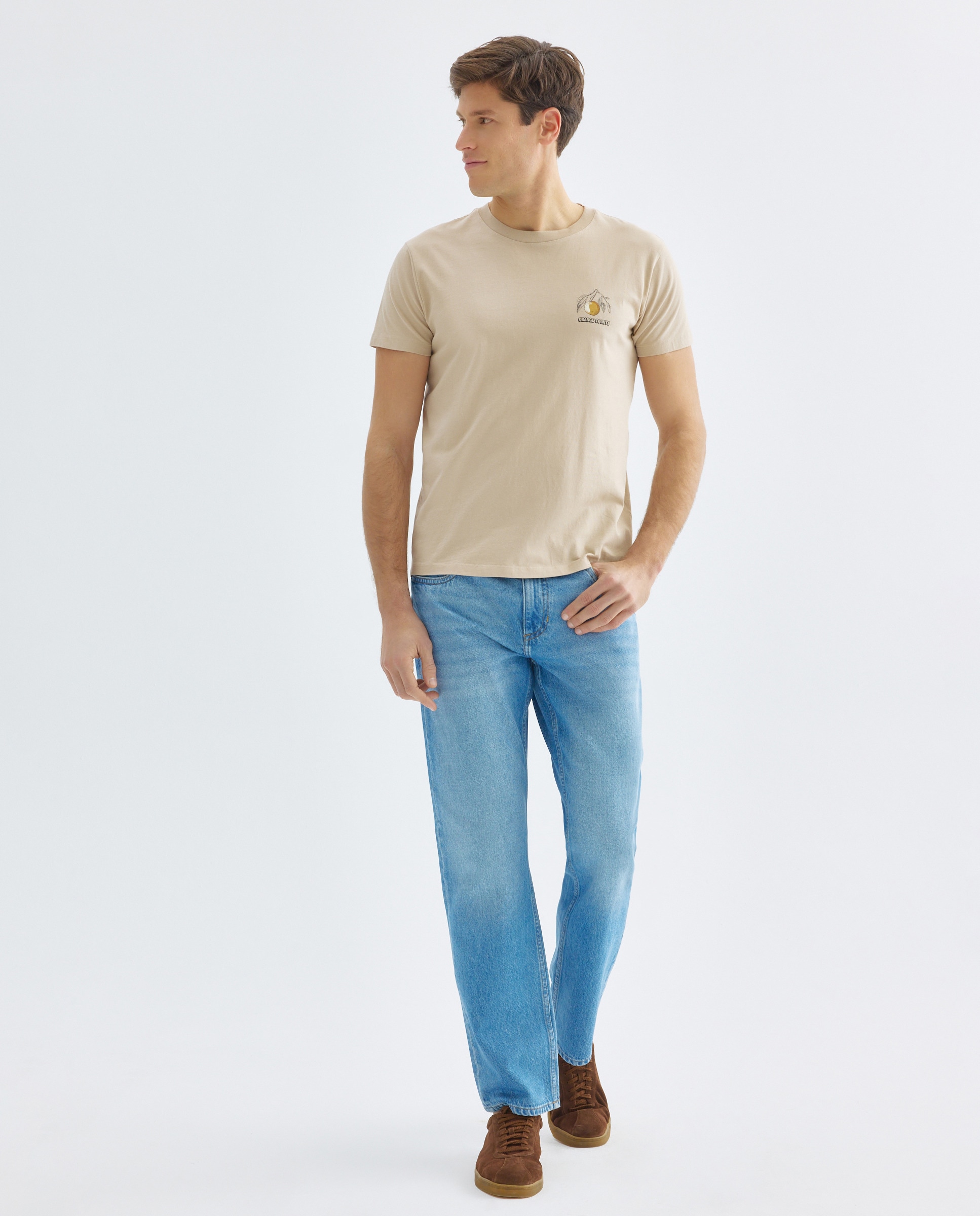 Camiseta de hombre manga corta ORANGE COUNTY Beige-2