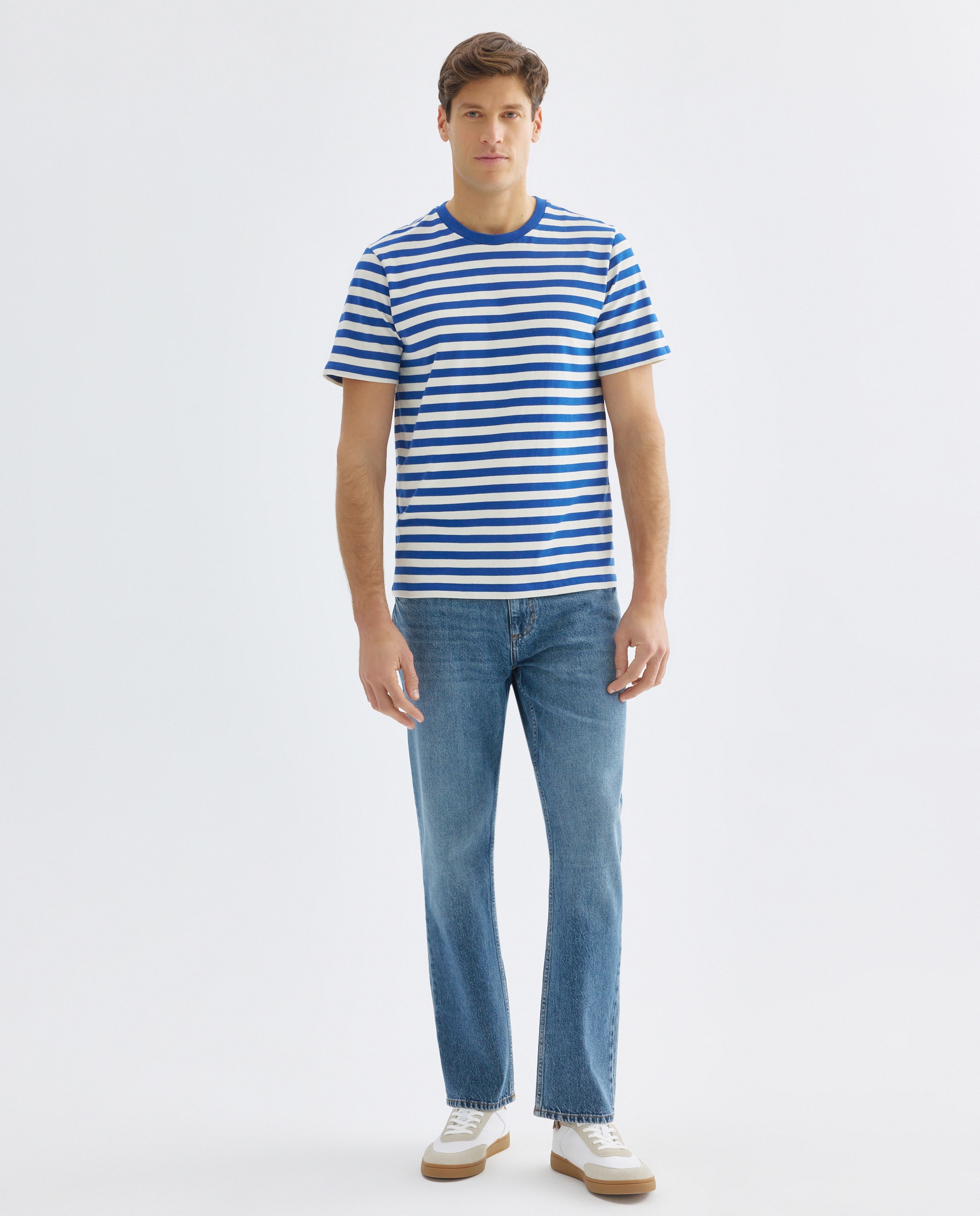 Camiseta de hombre manga corta rayas 440 Azulón-2