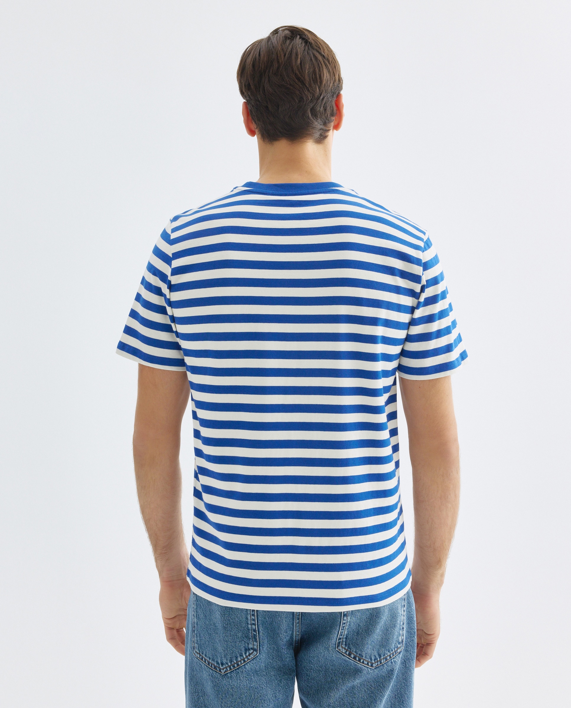 Camiseta de hombre manga corta rayas 440 Azulón-3
