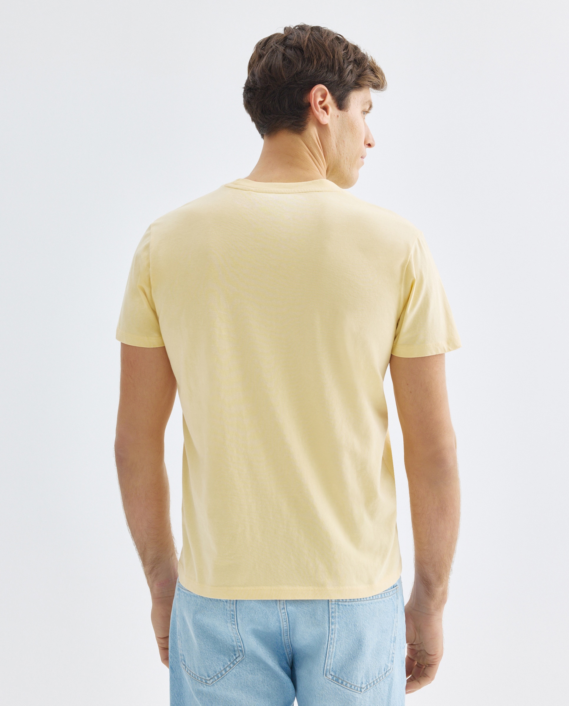 Camiseta de hombre manga corta cuello caja lisa 310 Amarillo claro-3