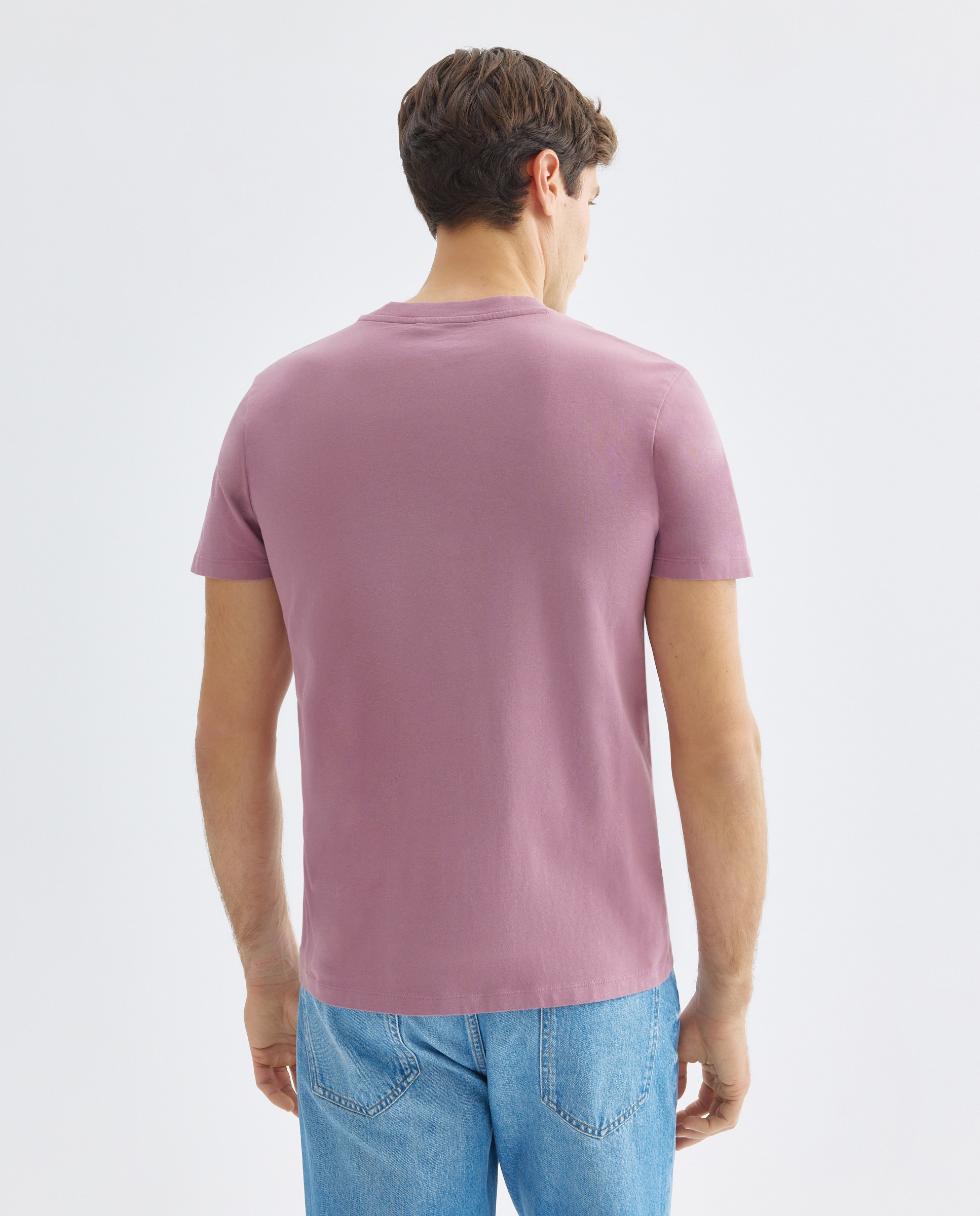 Camiseta de hombre manga corta cuello caja lisa 282 Malva-3