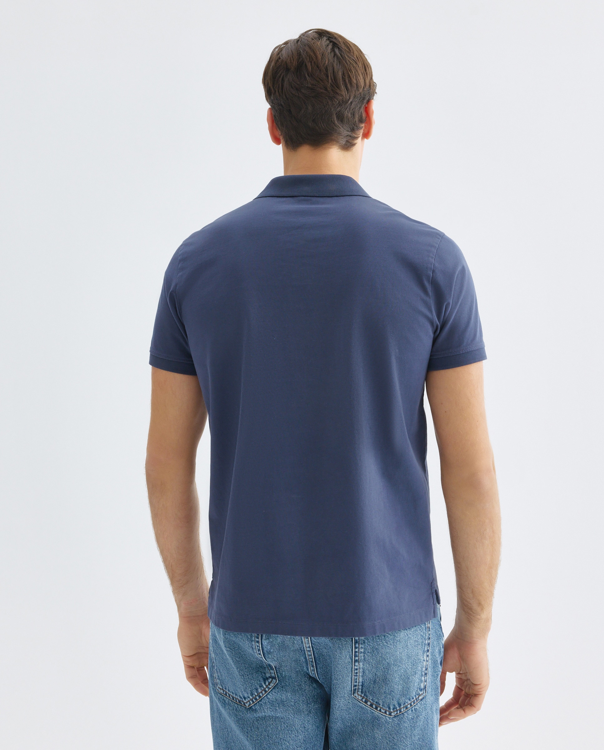 Polo manga corta jersey lavado Azul marino-3