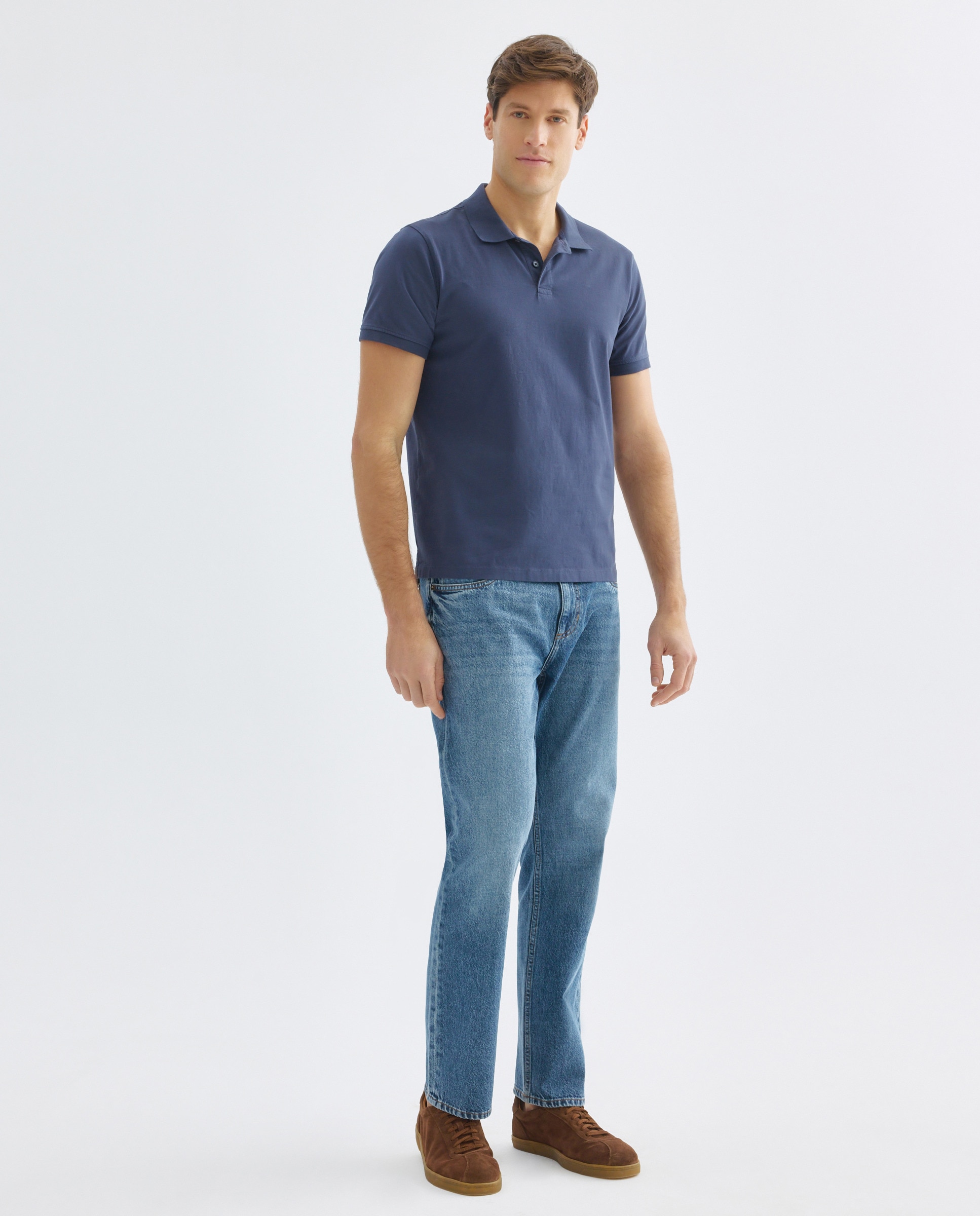 Polo manga corta jersey lavado Azul marino-2