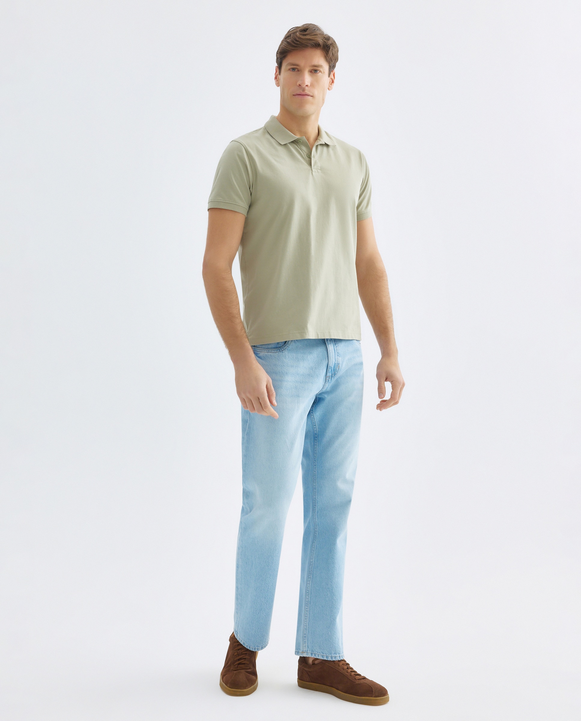 Polo manga corta jersey lavado Verde-2