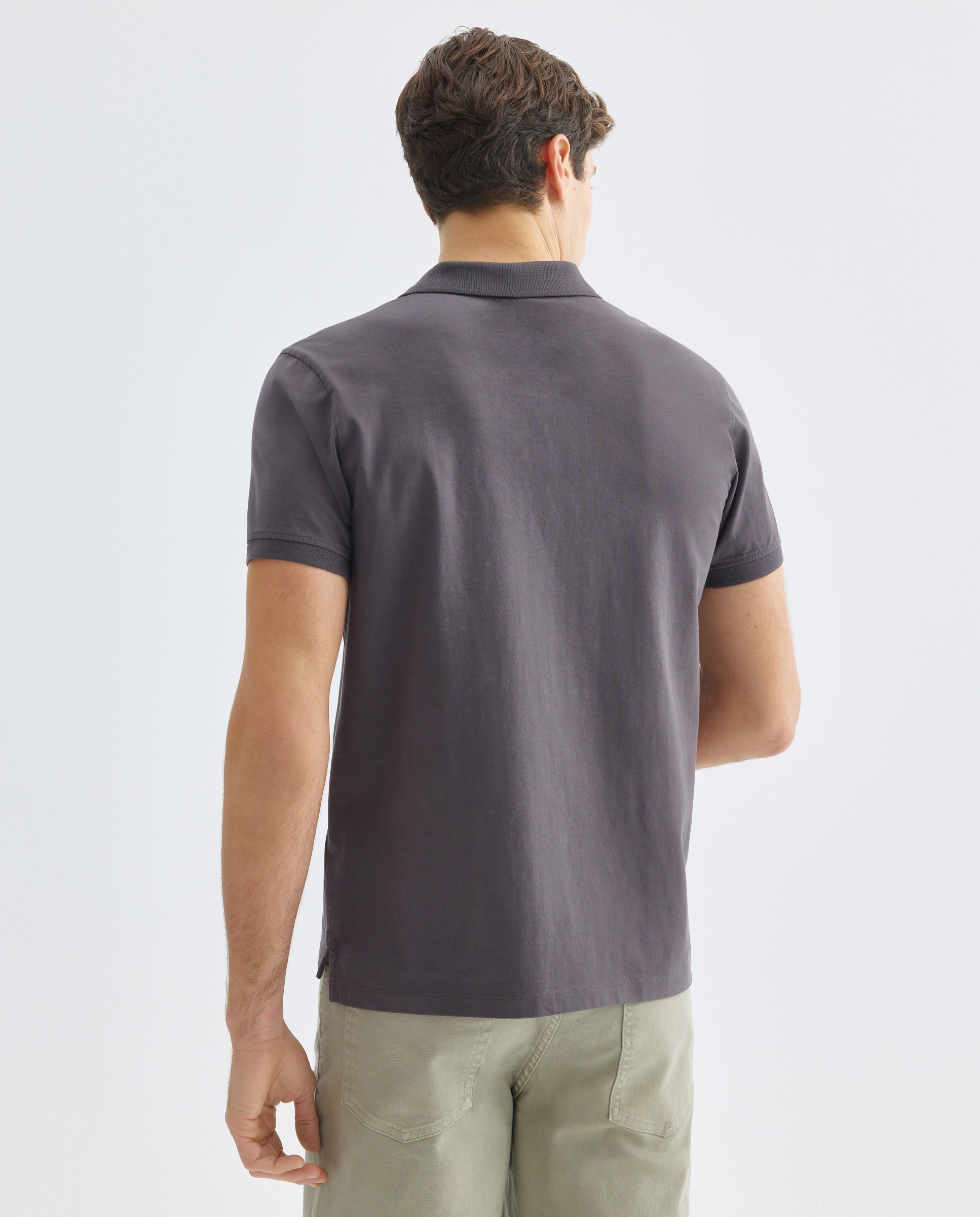 Polo manga corta jersey lavado 820 Gris medio-3