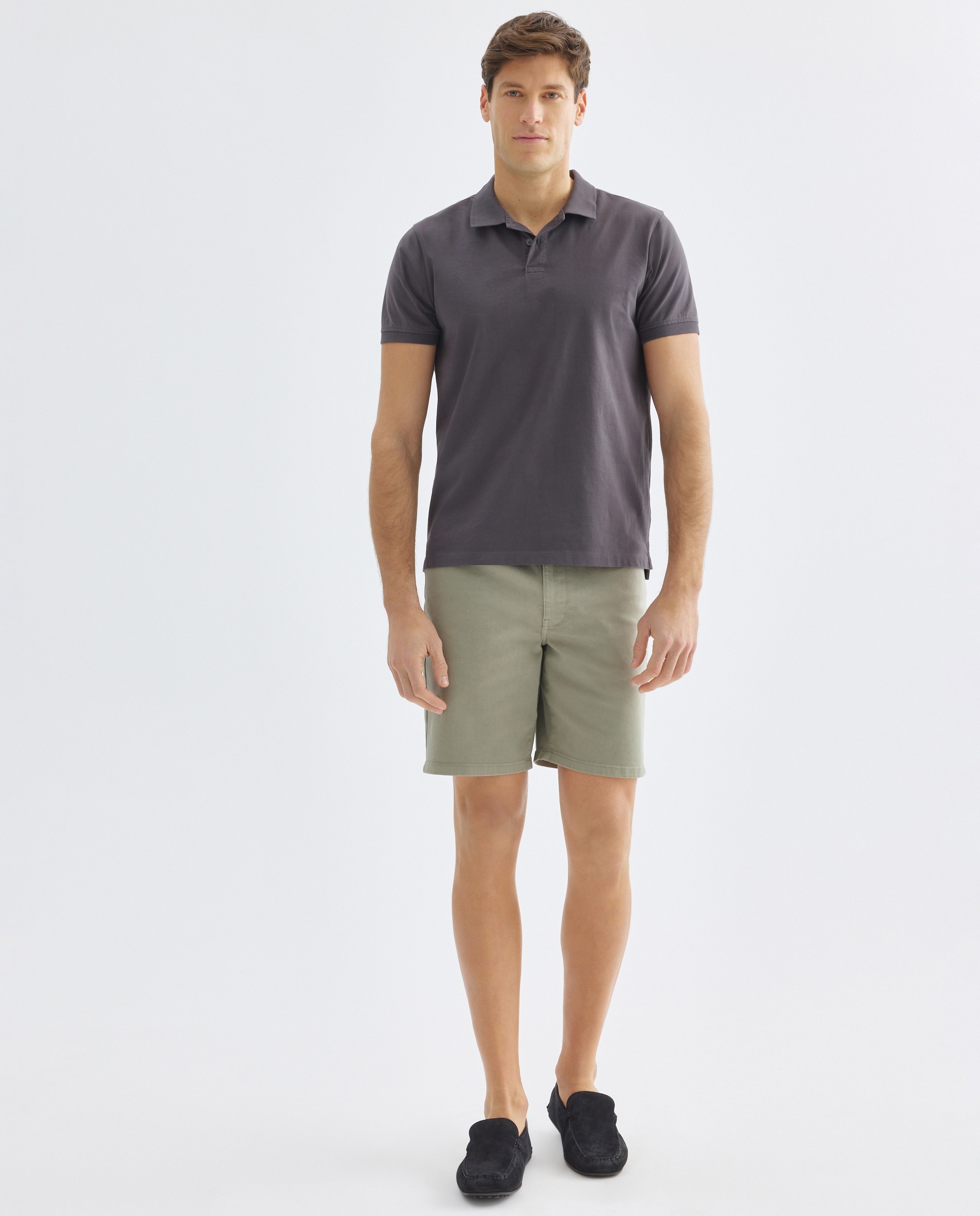 Polo manga corta jersey lavado 820 Gris medio-2