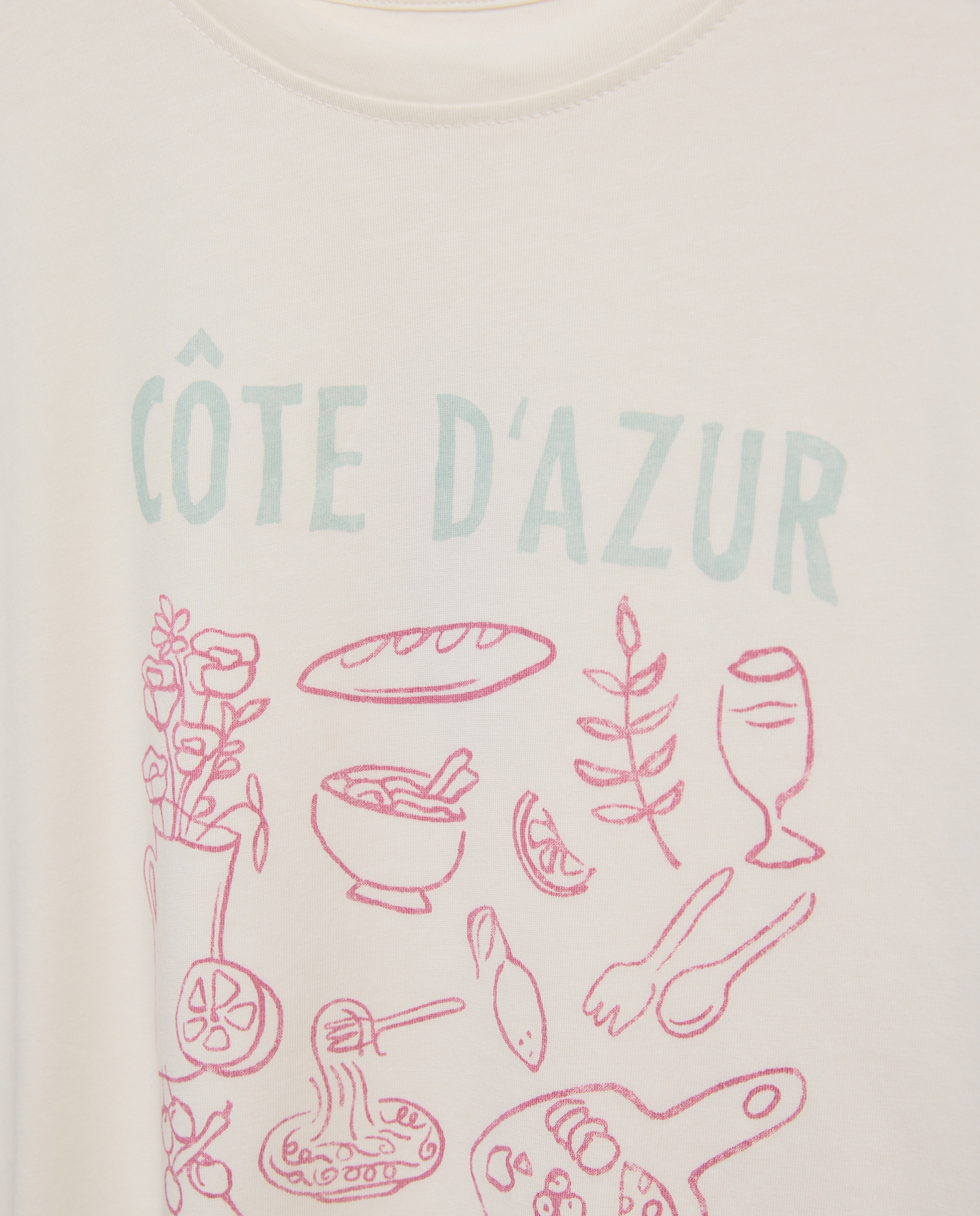 Camiseta estampada de mujer cuello caja Blanco-5