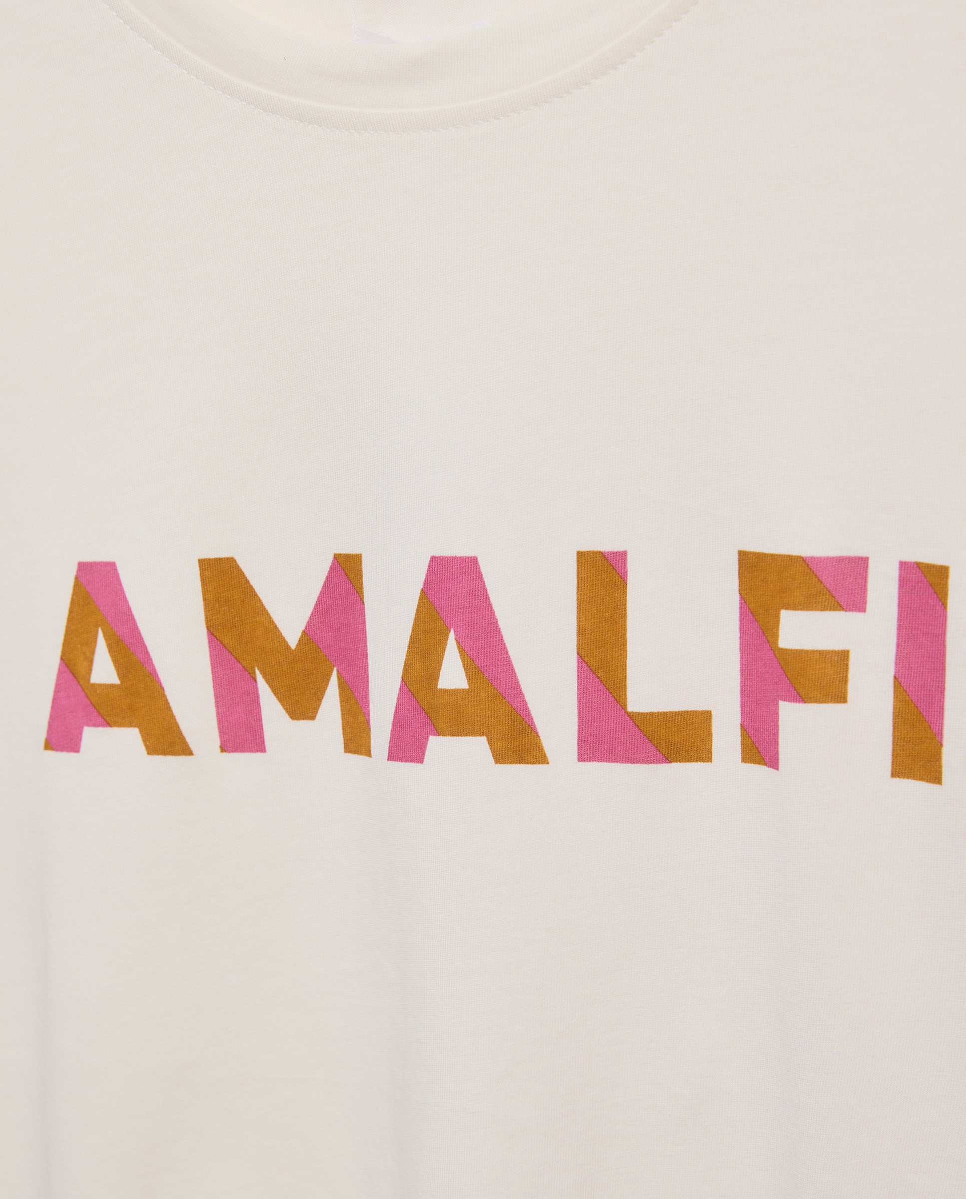 Camiseta estampada de mujer cuello caja Blanco-5