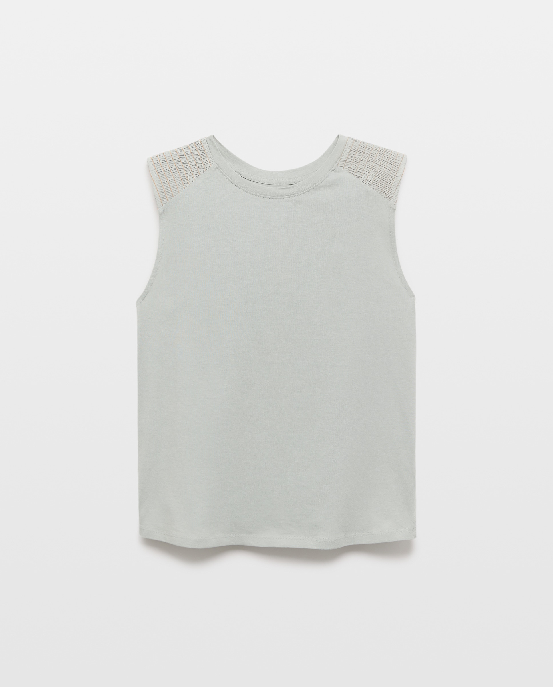 Camiseta de mujer con hombrera fruncida 582 Verde agua-4