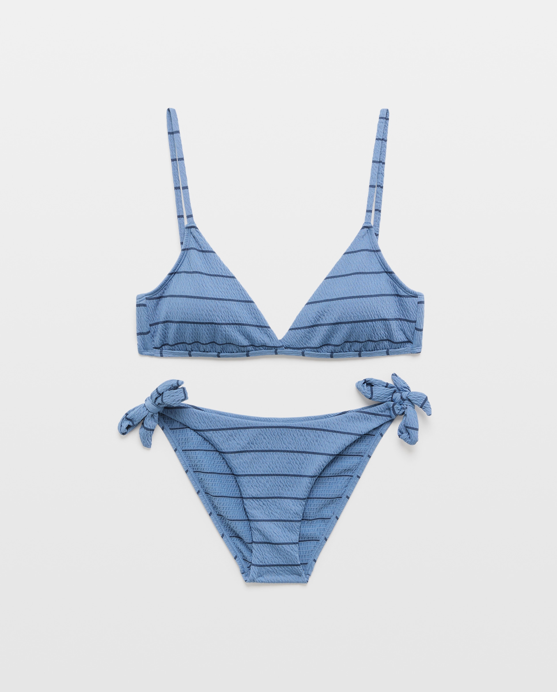 Bikini mujer cruzado textura Azul tinta-4