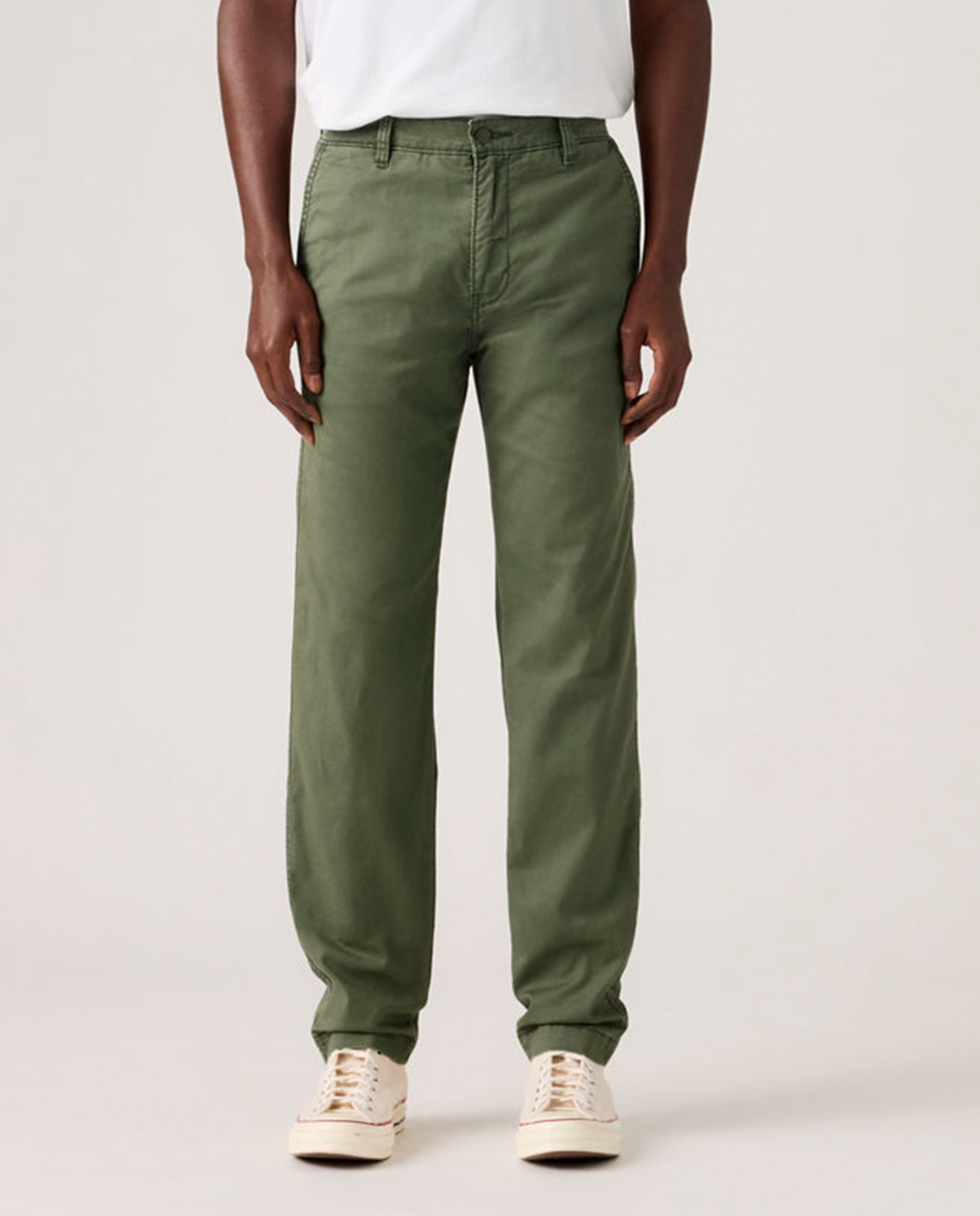 Calças Chino Regular XX Std™ com Toque de Linho Verde-escuro-2