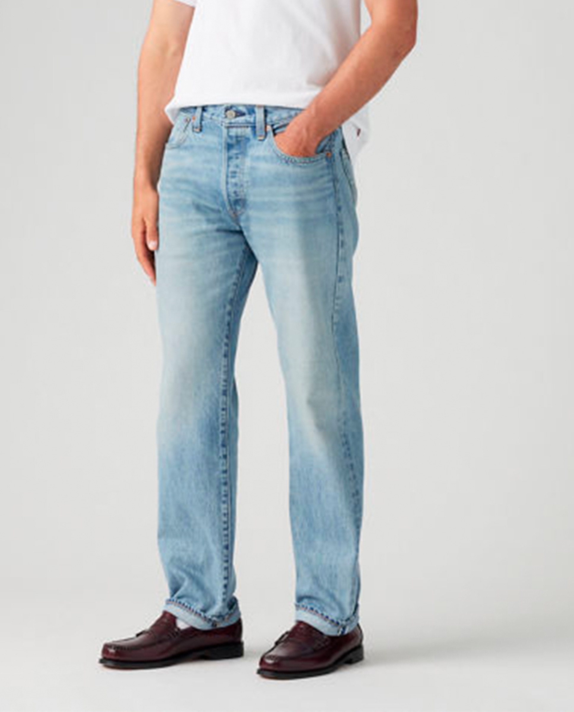 Jeans 501® Original Straight de Algodão Azul-claro-2