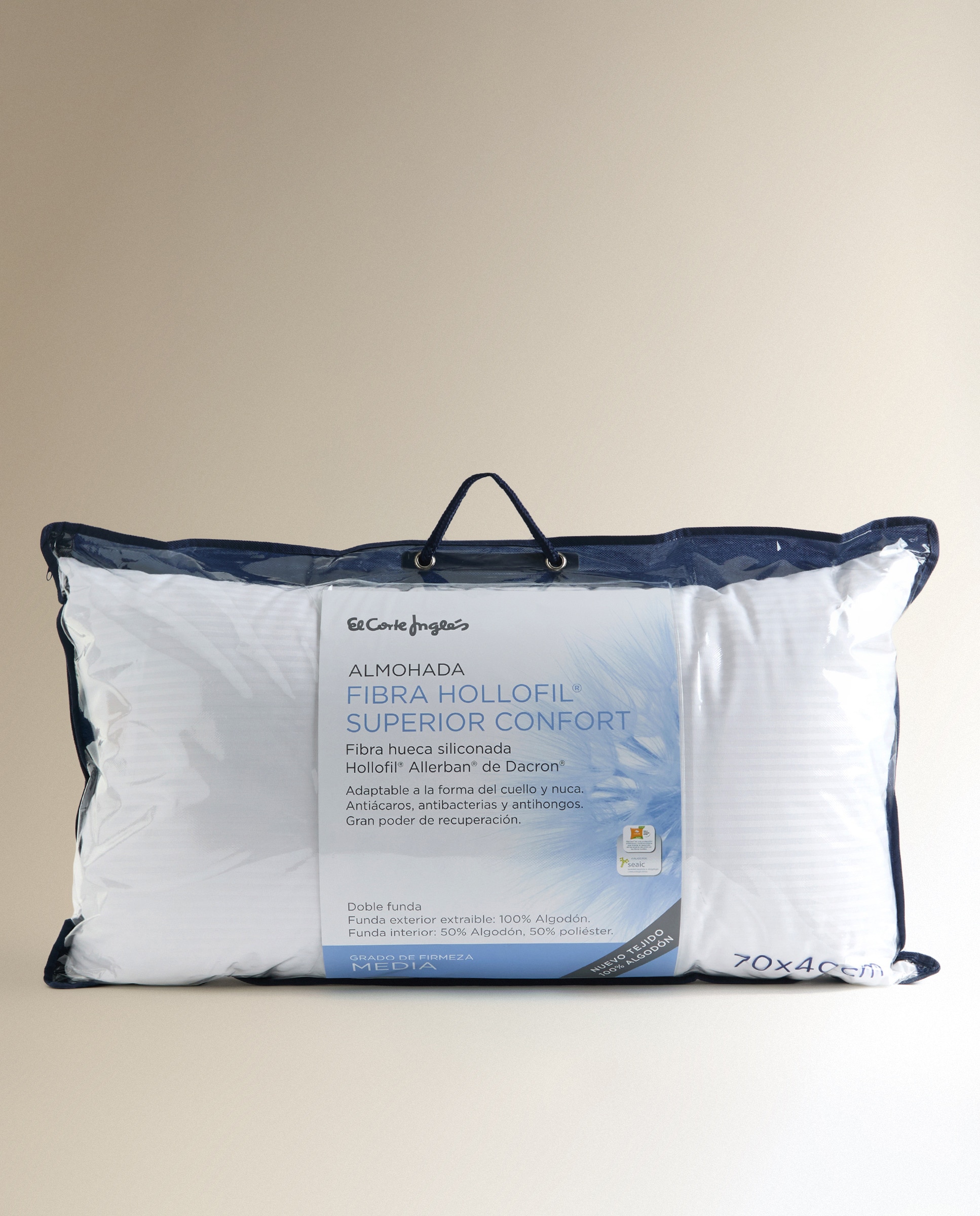 Almohada Fibra Hollofill Superior Confort Media - Blanco 70 x 50 cm Blanco-3