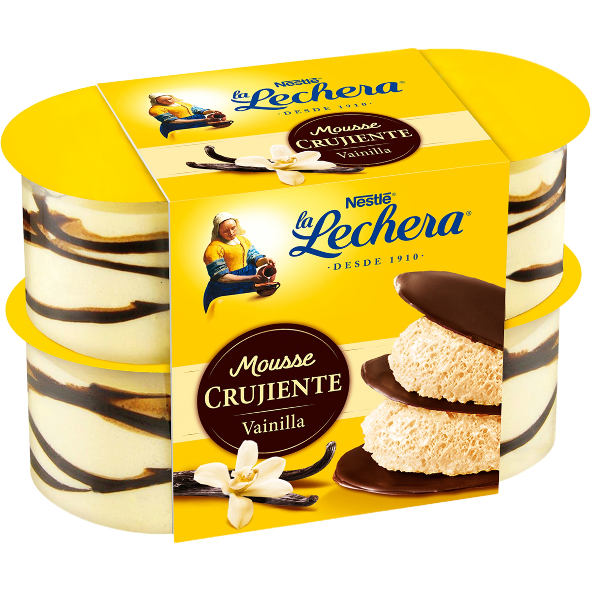 mousse de vainilla con finas y crujientes láminas de cacao pack 4 unidades 57 g