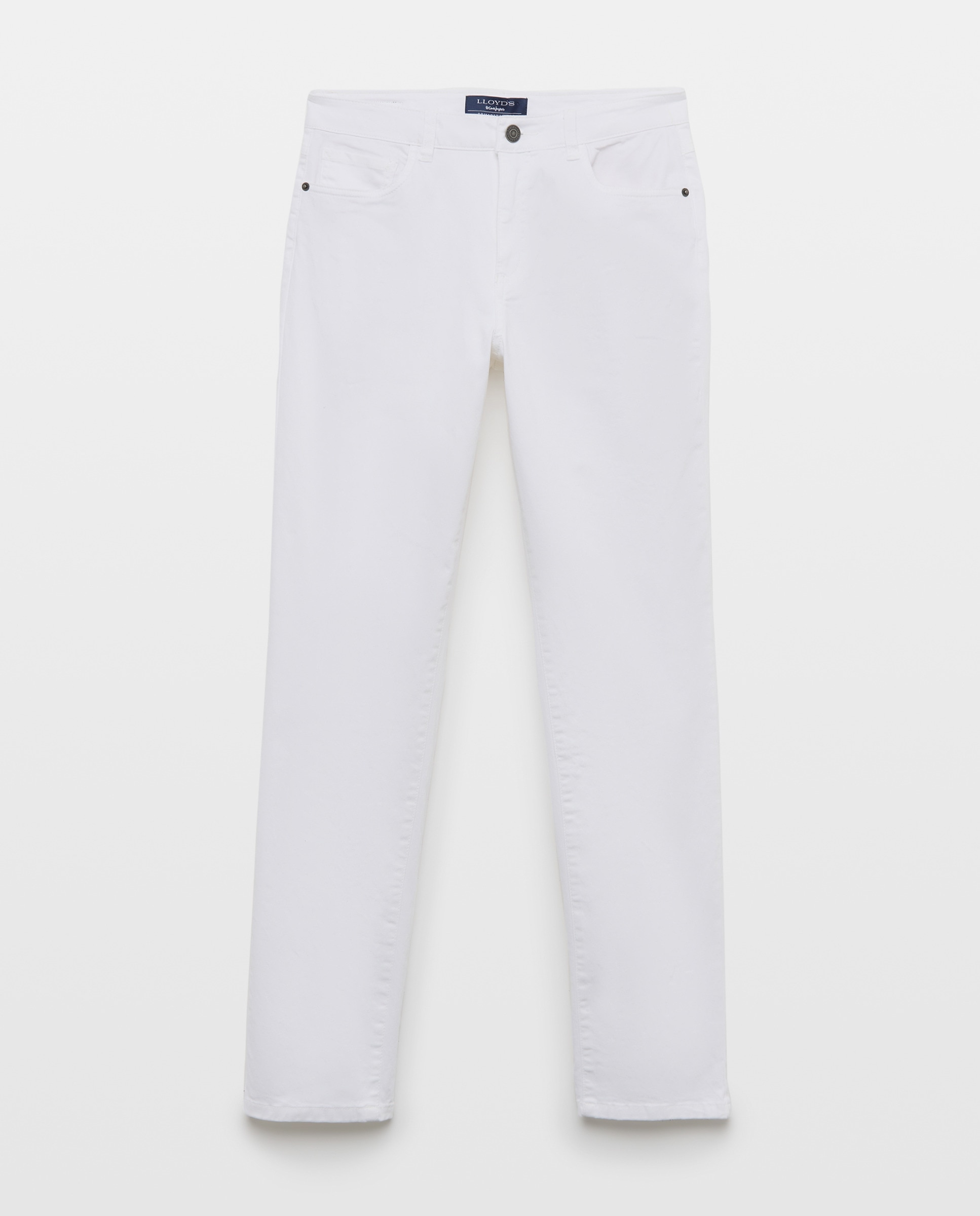 Calças Semi Skinny Básicas Branco-4