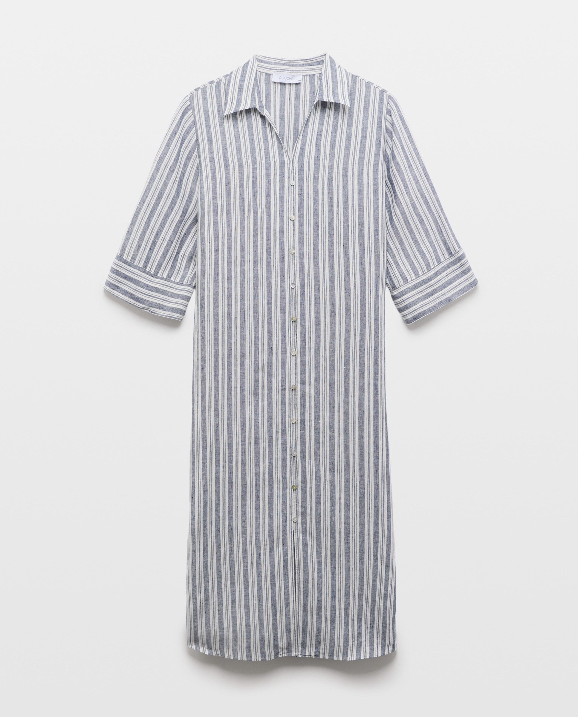 Vestido Midi Liso Azul-4