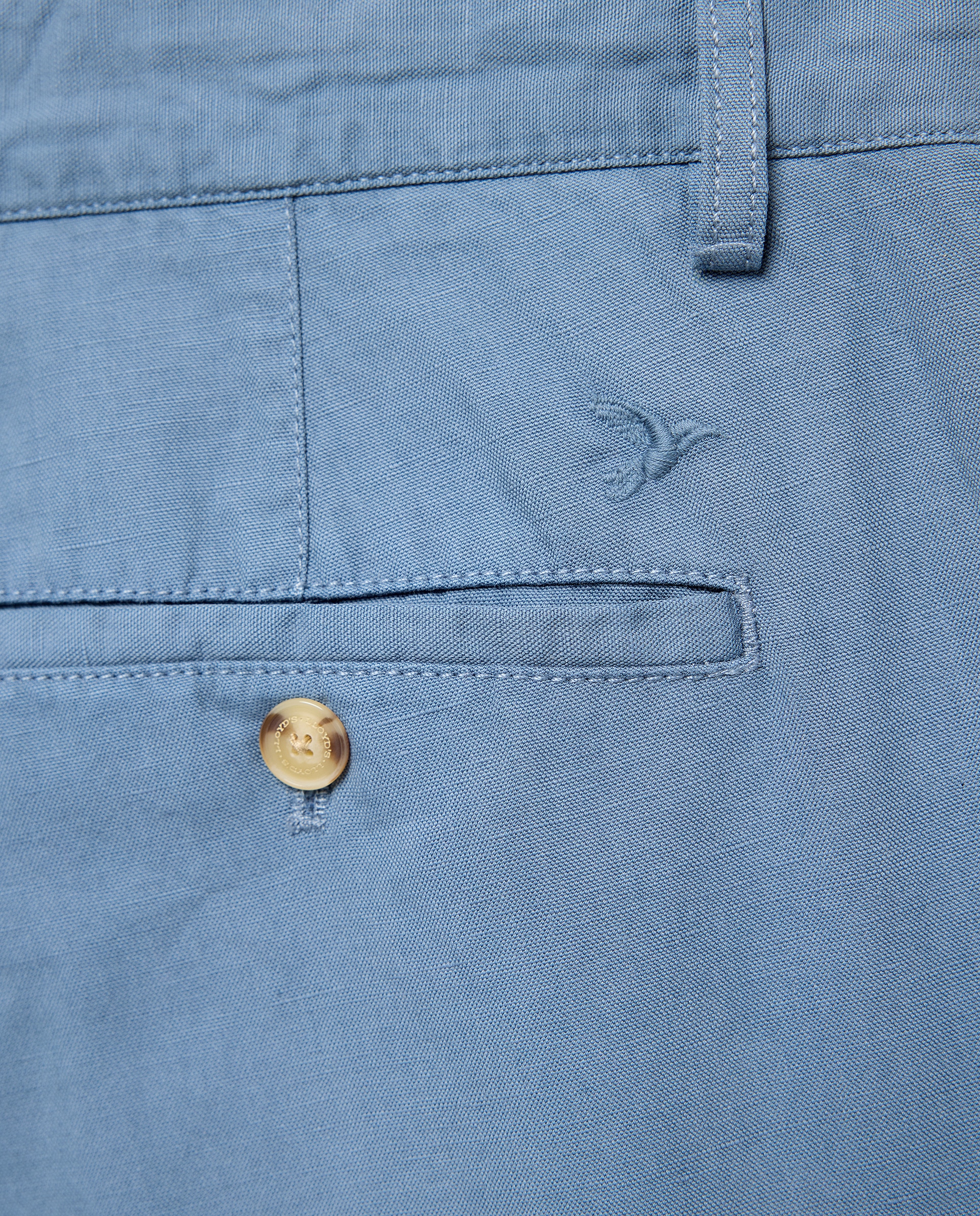 Calças Chino em Mistura de Linho Regular Fit Azul-índigo-5