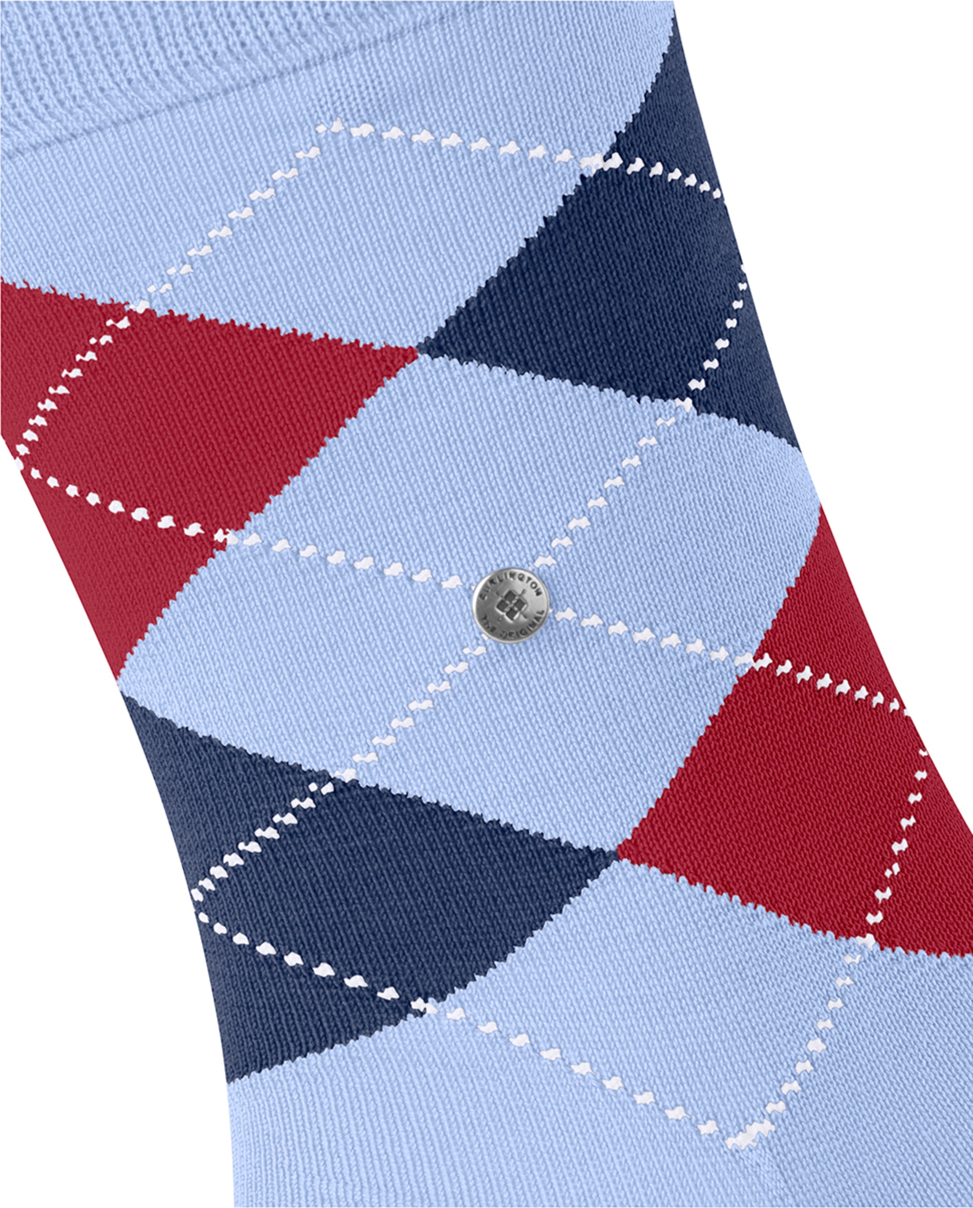 Meias com Intársia de Algodão Azul-claro-5