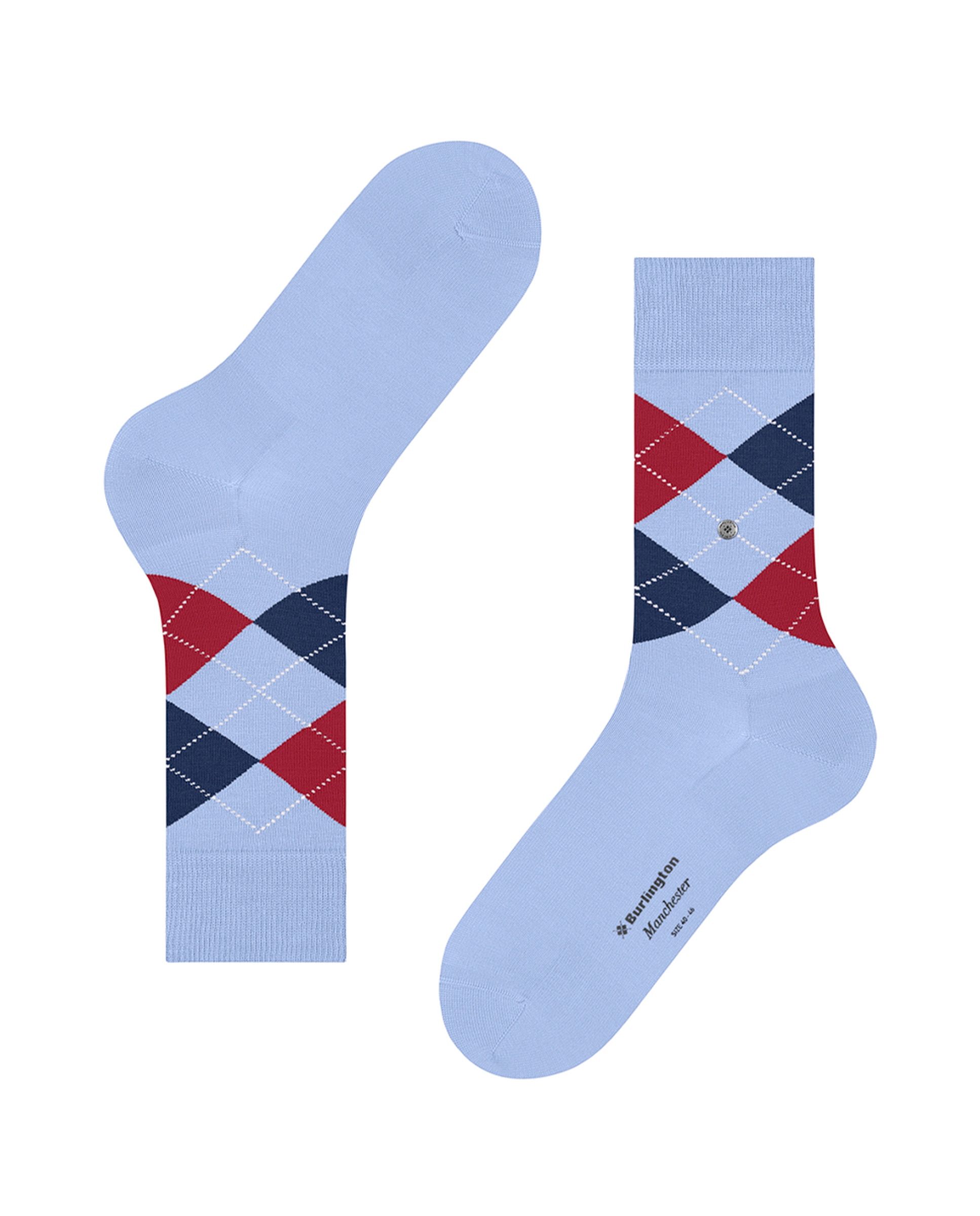 Meias com Intársia de Algodão Azul-claro-4