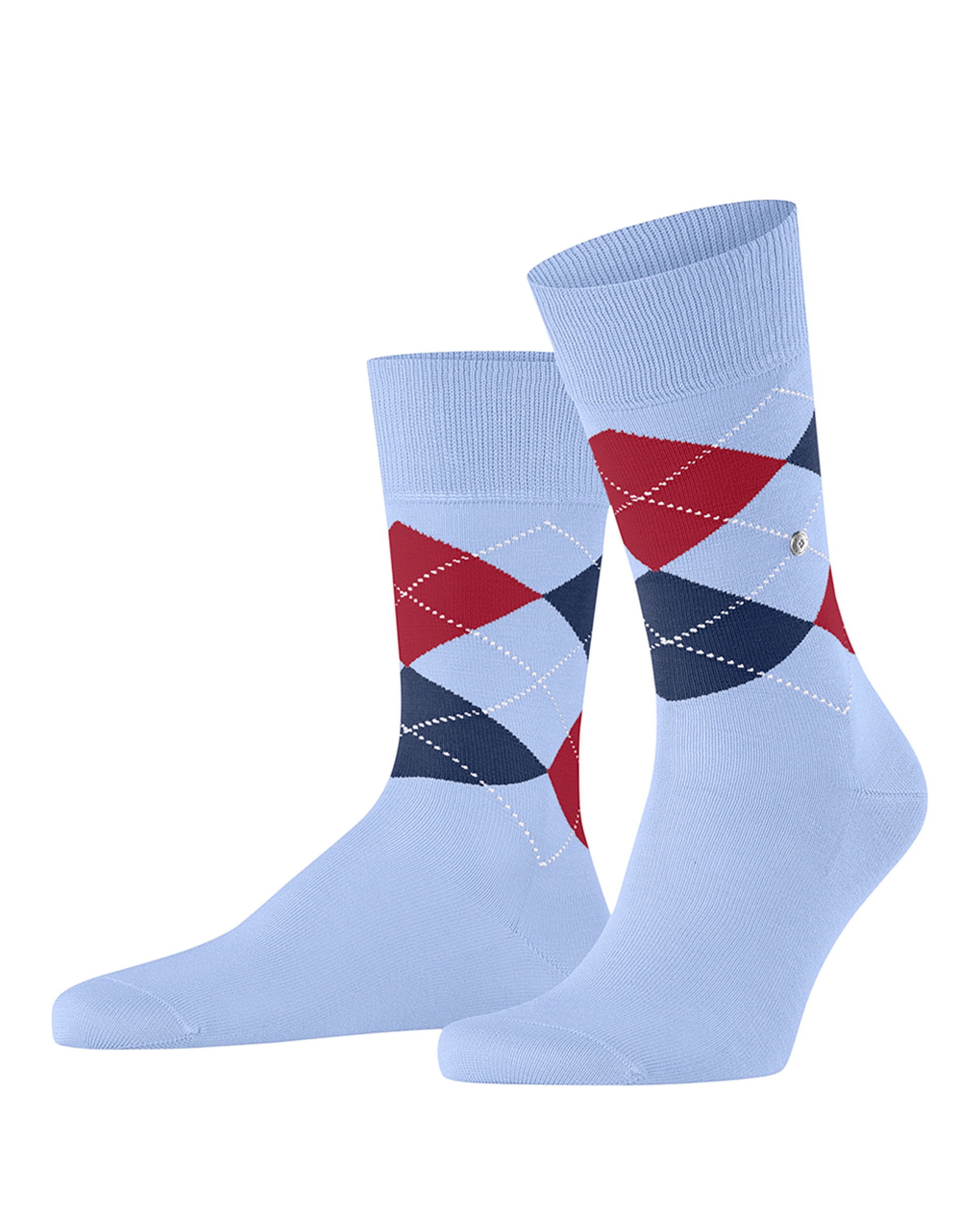 Meias com Intársia de Algodão Azul-claro-3