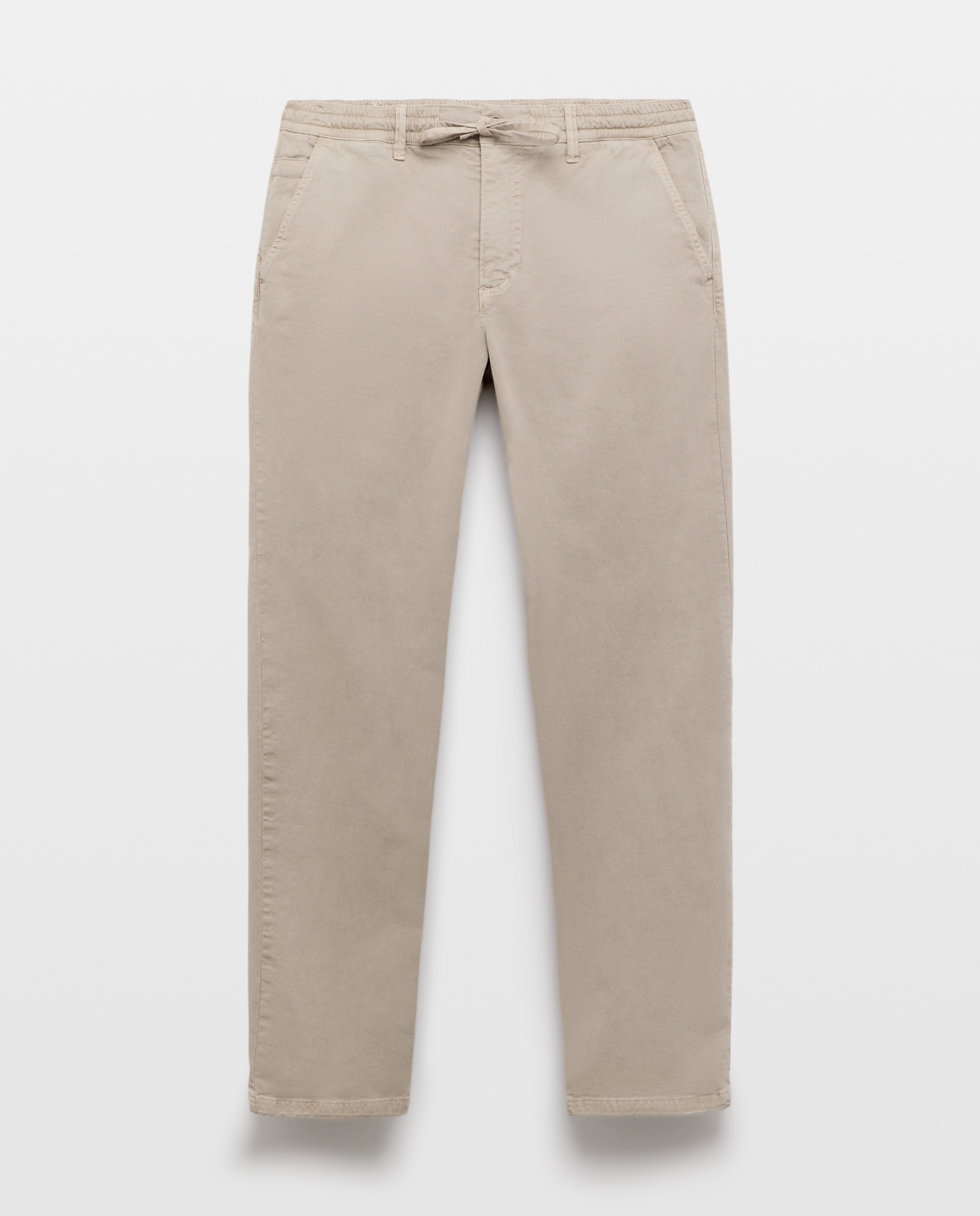 Calças Chino com Elásticos Straight Stretch Vison Claro-4