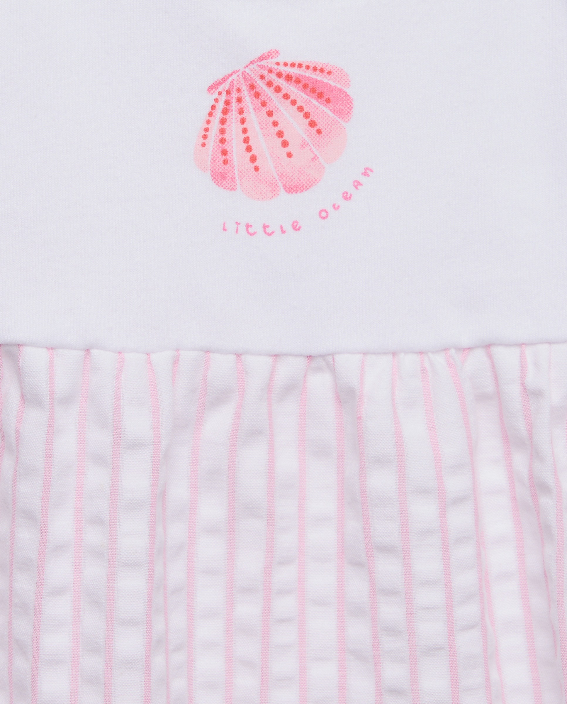 Pijama Curto Misto de Bebé em Seersucker Rosa-3