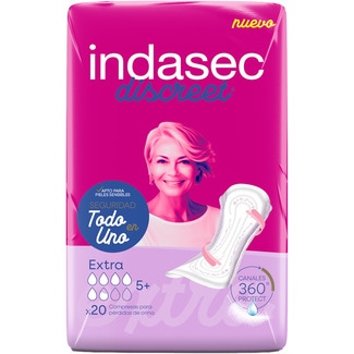 Discreet compresa de incontinencia extra bolsa 20 unidades - Indasec
