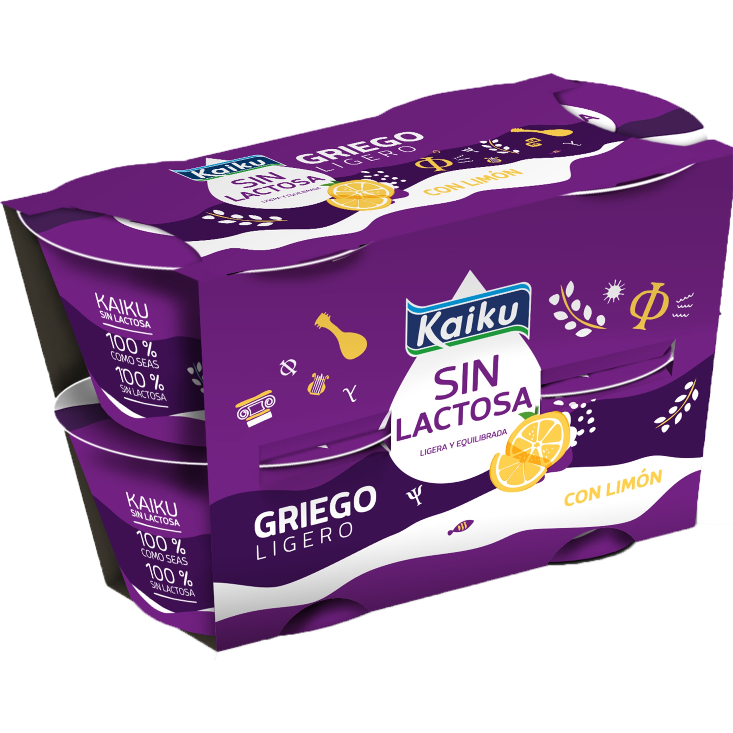Iogurte Grego sem Lactose Limão Pack 4 unidades embalagem 90 g