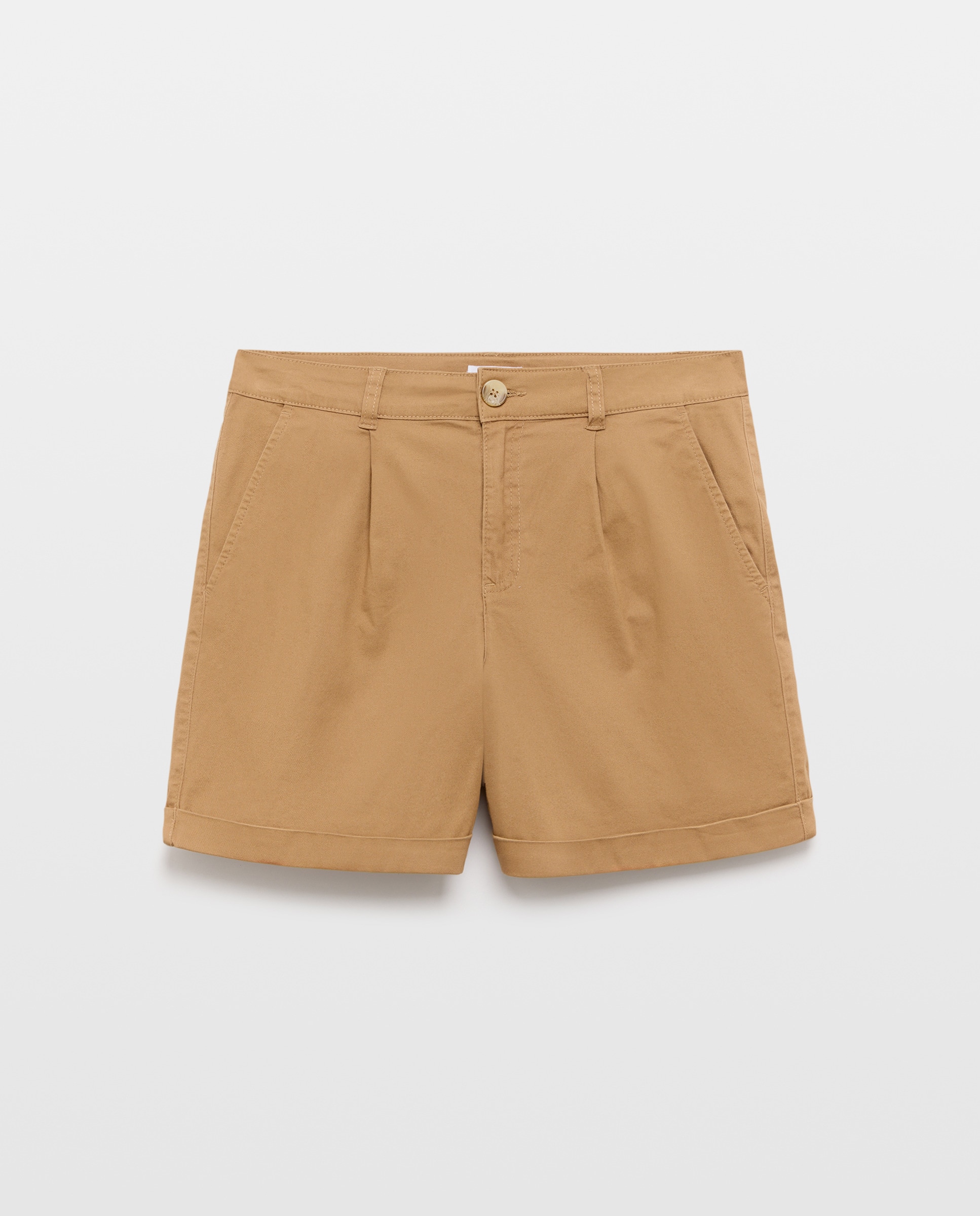 Short de mujer con pinzas 730 Camel-4