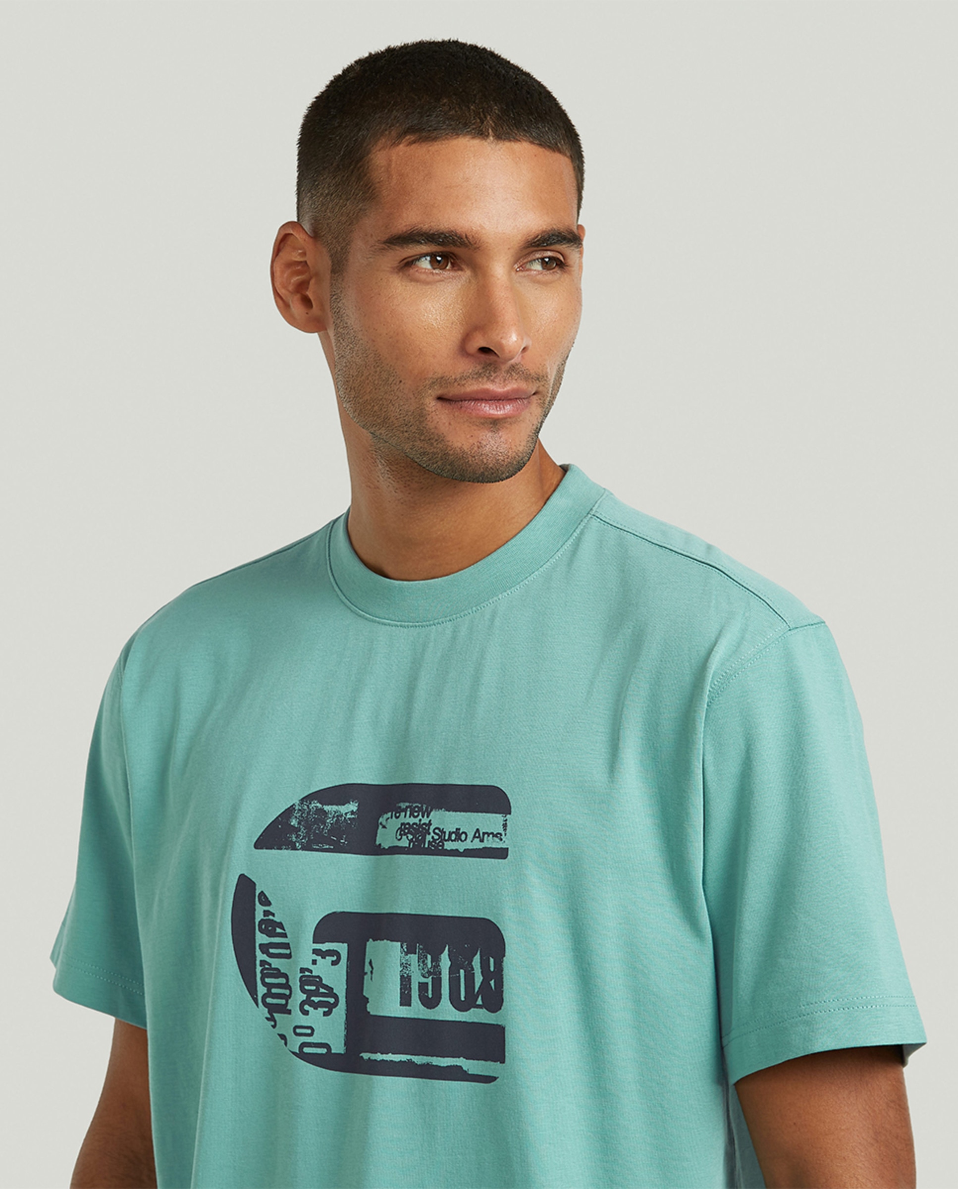 T-shirt de Corte Regular com Manga Curta Azul-3