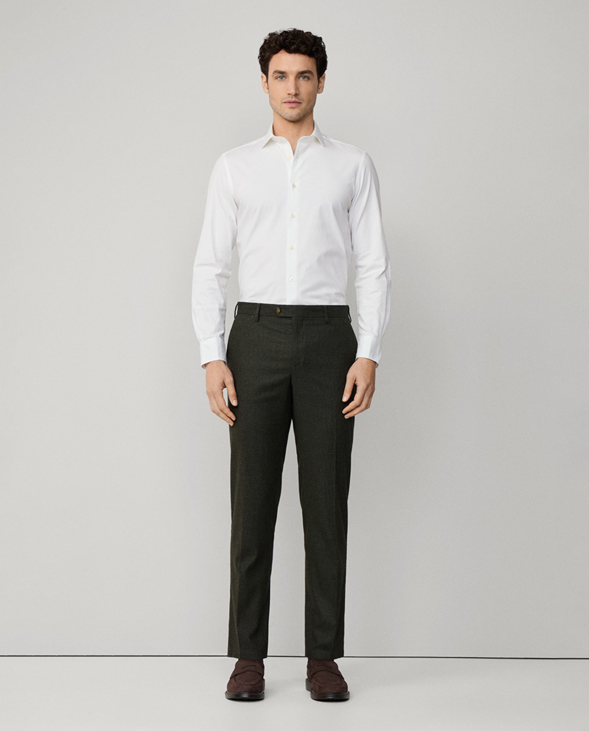 Camisa de algodón elástico de hombre lavada en prenda sin bolsillo fit club - Façonnable - Blanco Blanco-9