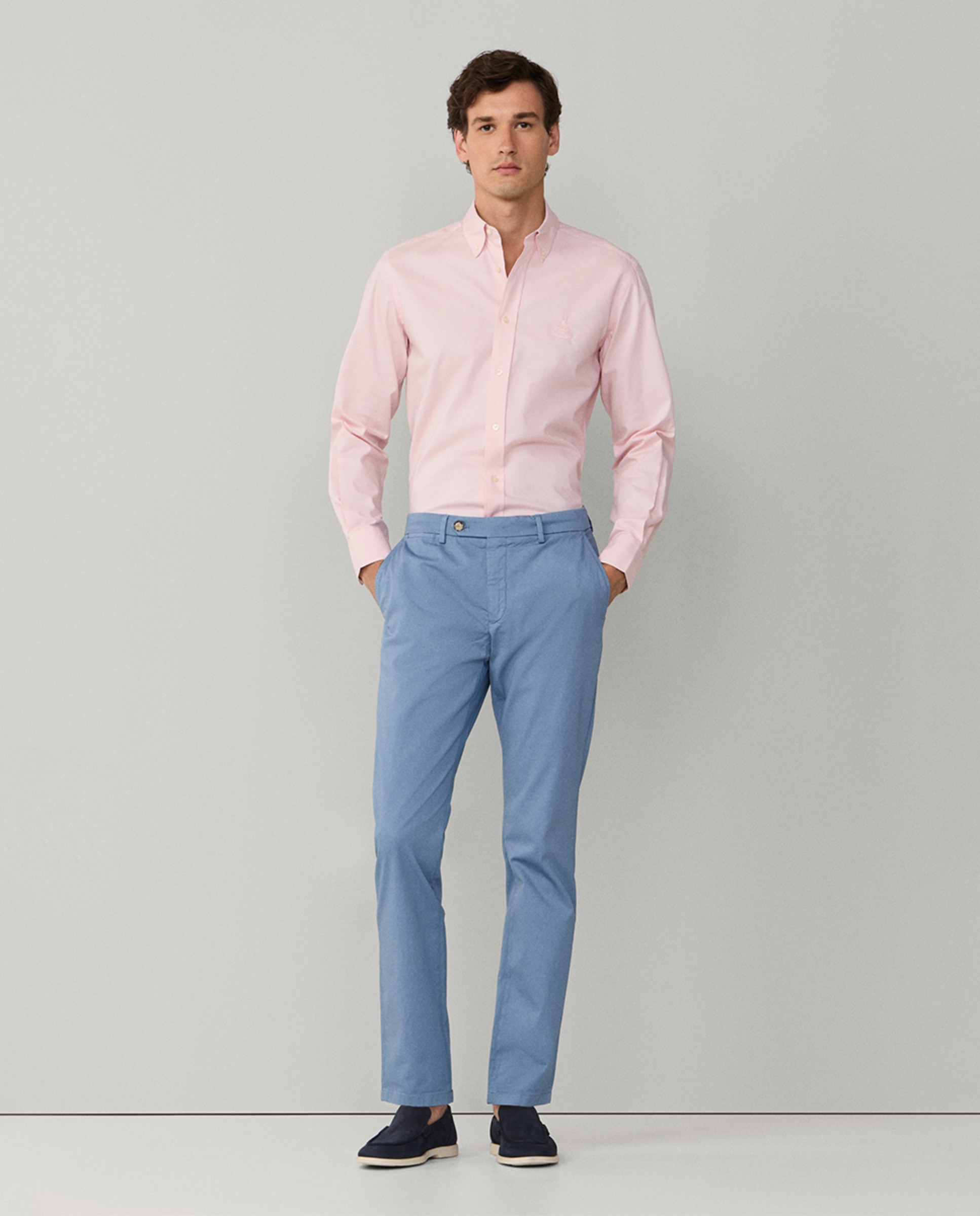 Camisa Regular Fit Lisa de Algodão com Logótipo Birdie Rosa-8
