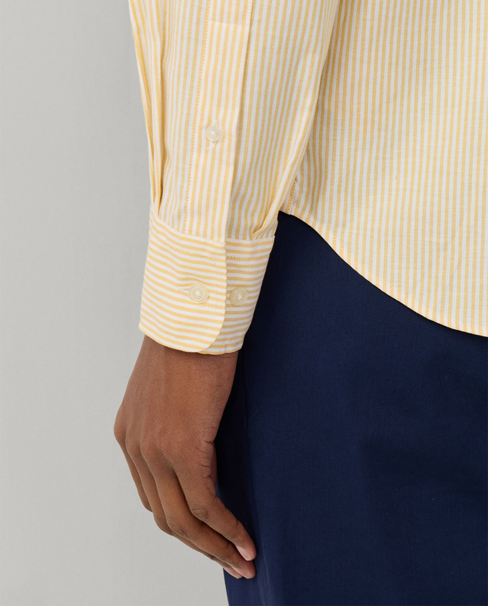 Camisa Oxford Regular Fit às Riscas Amarelo-6