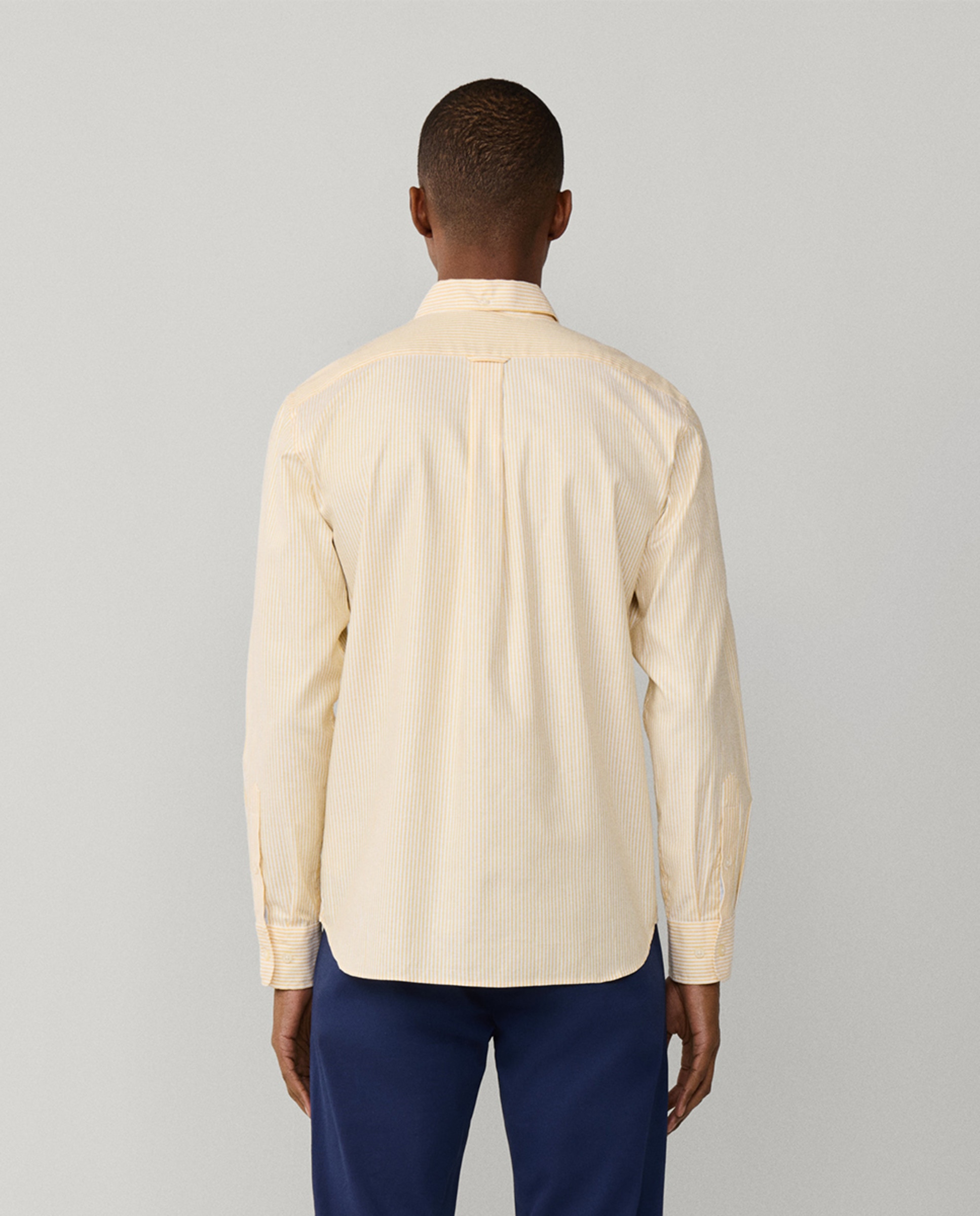 Camisa Oxford Regular Fit às Riscas Amarelo-2