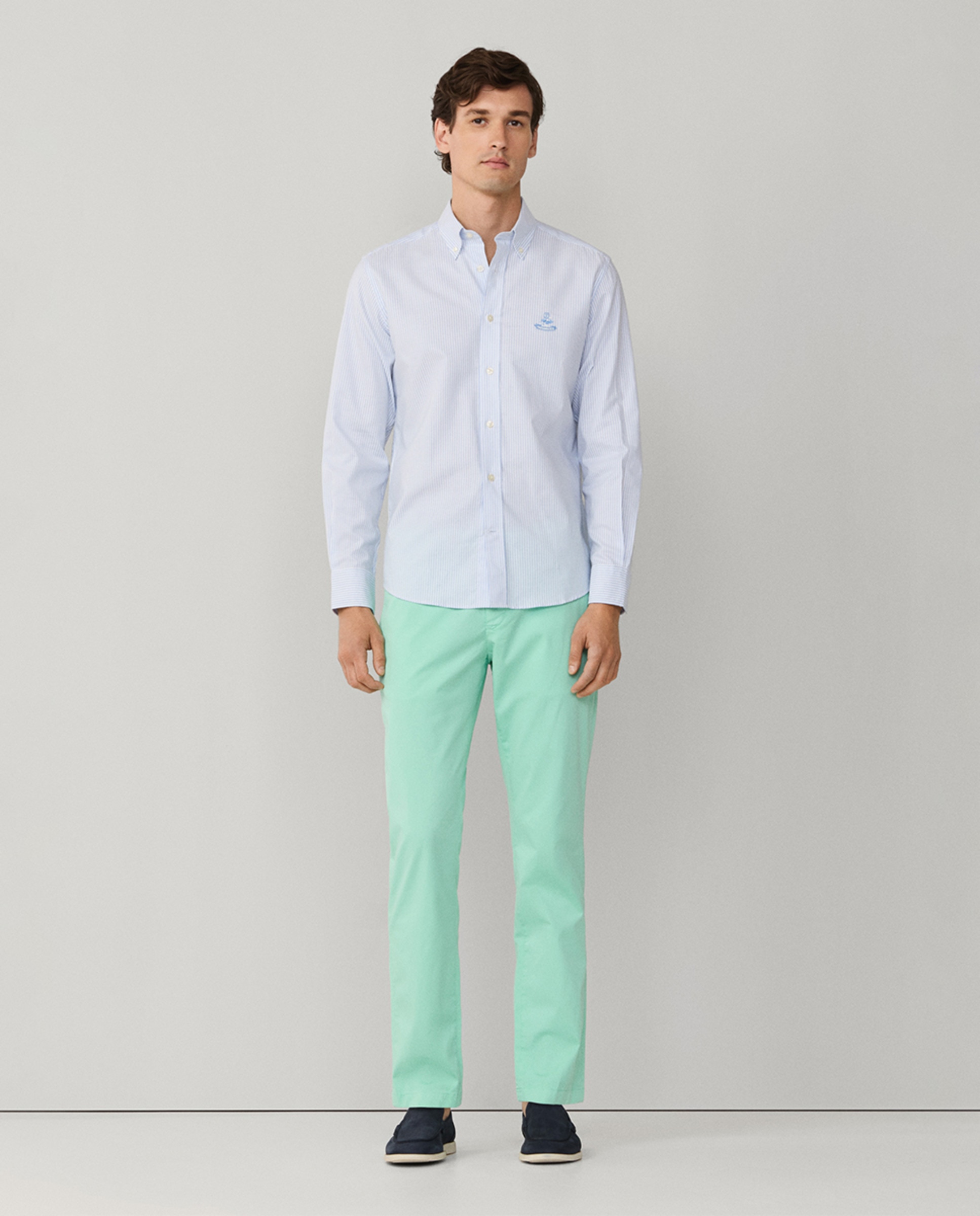 Camisa oxford de hombre fit regular rayas - Façonnable - Azul Azul-8