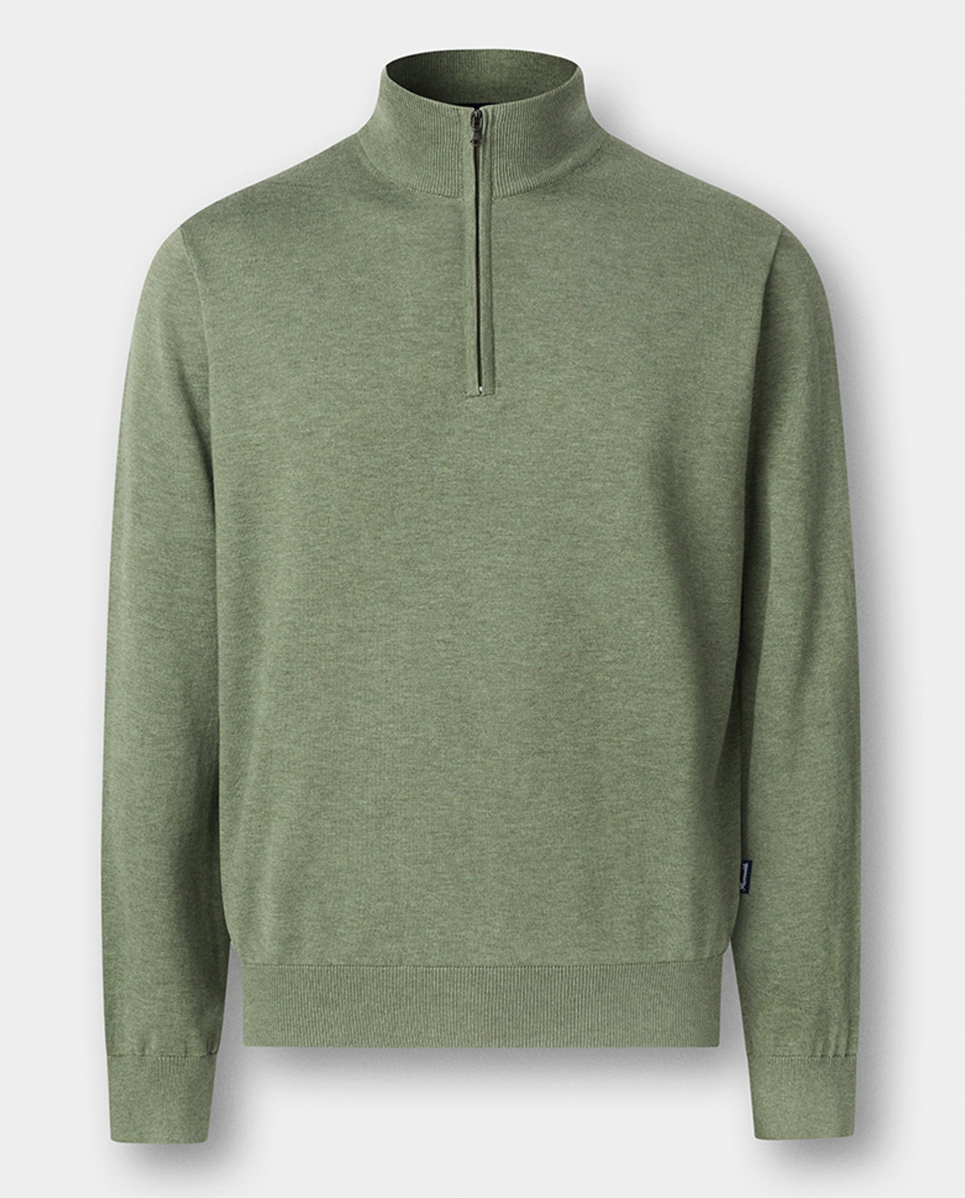 Camisola de Malha Lisa com Meio Fecho de Correr Verde-7